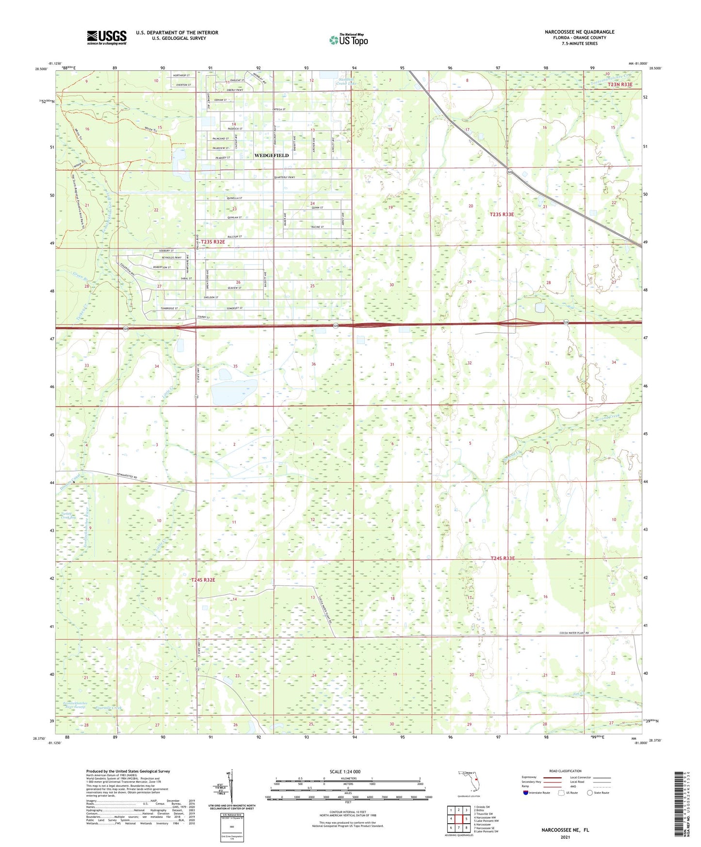 Narcoossee NE Florida US Topo Map Image