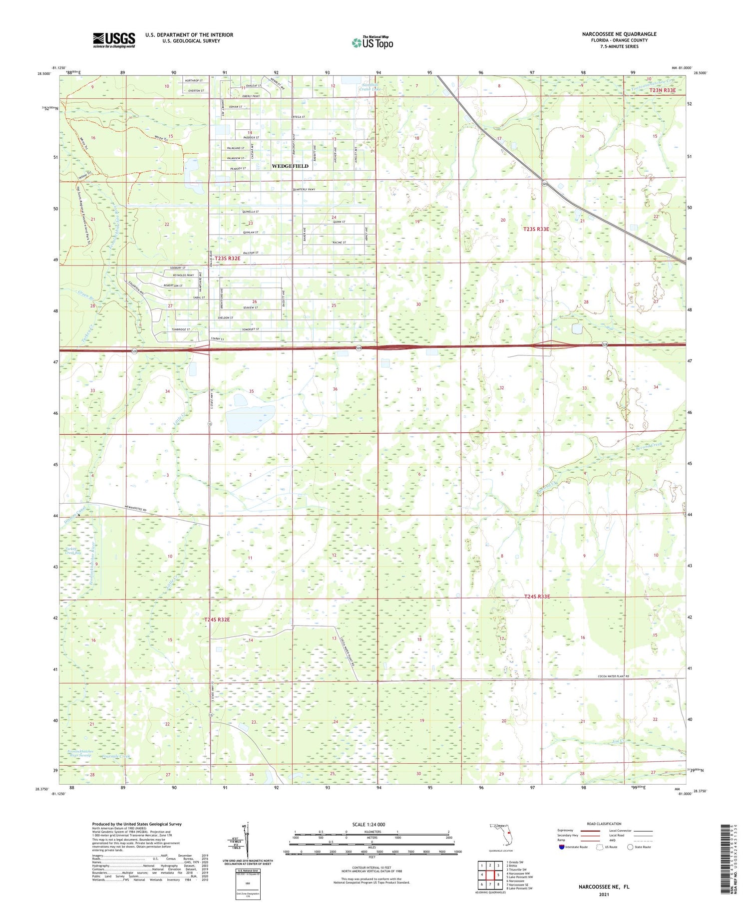Narcoossee NE Florida US Topo Map Image