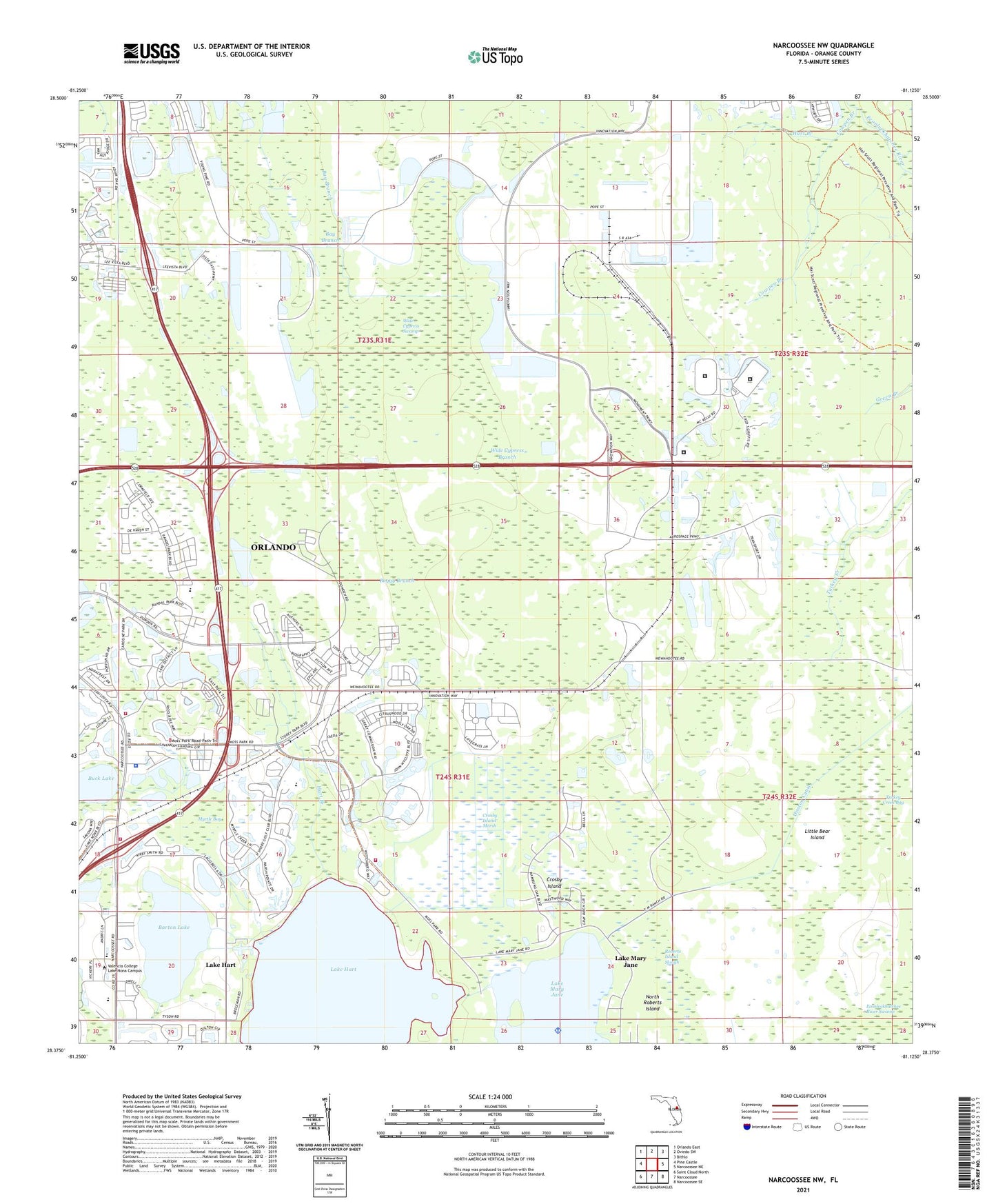 Narcoossee NW Florida US Topo Map Image