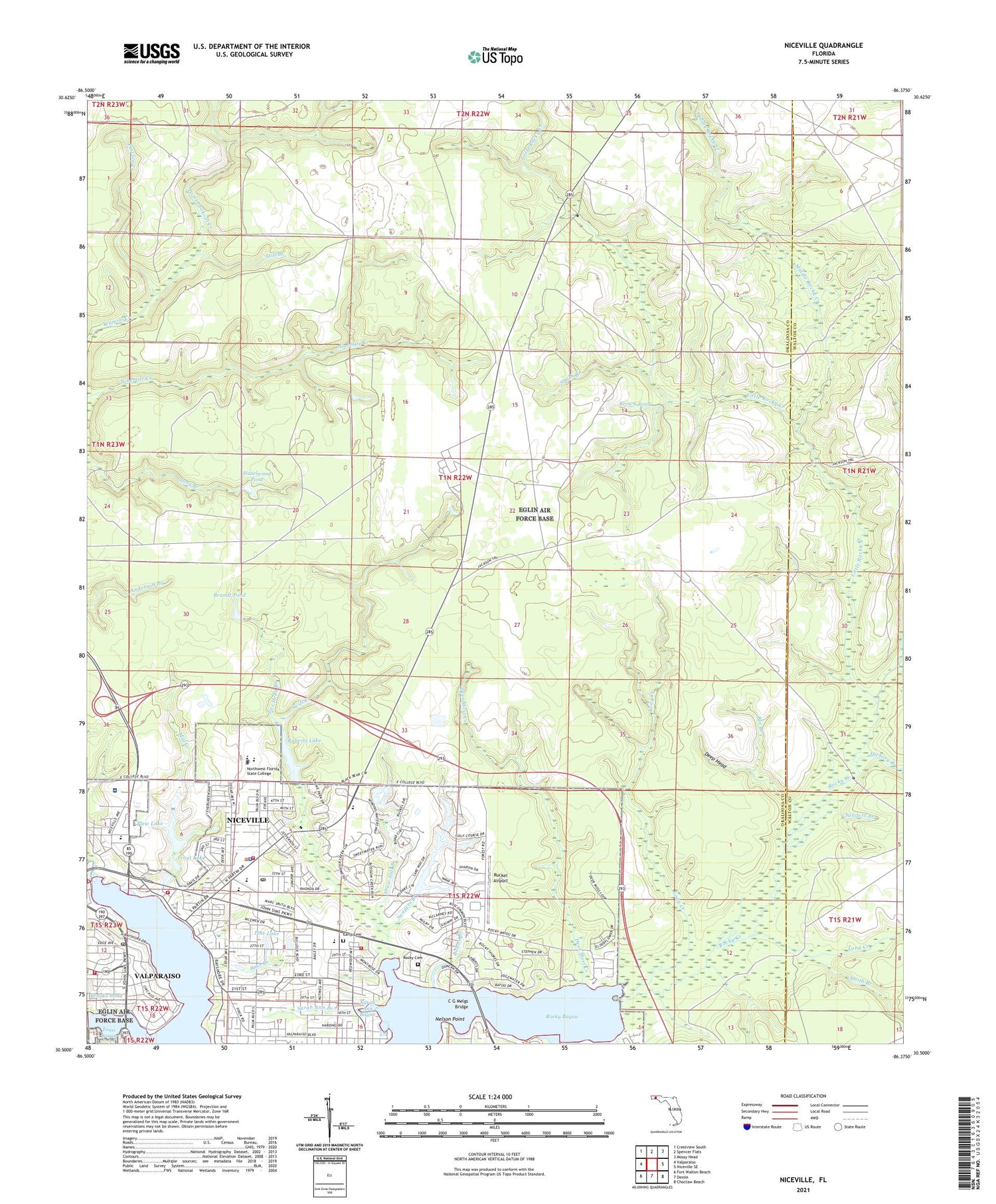 Niceville Florida US Topo Map Image