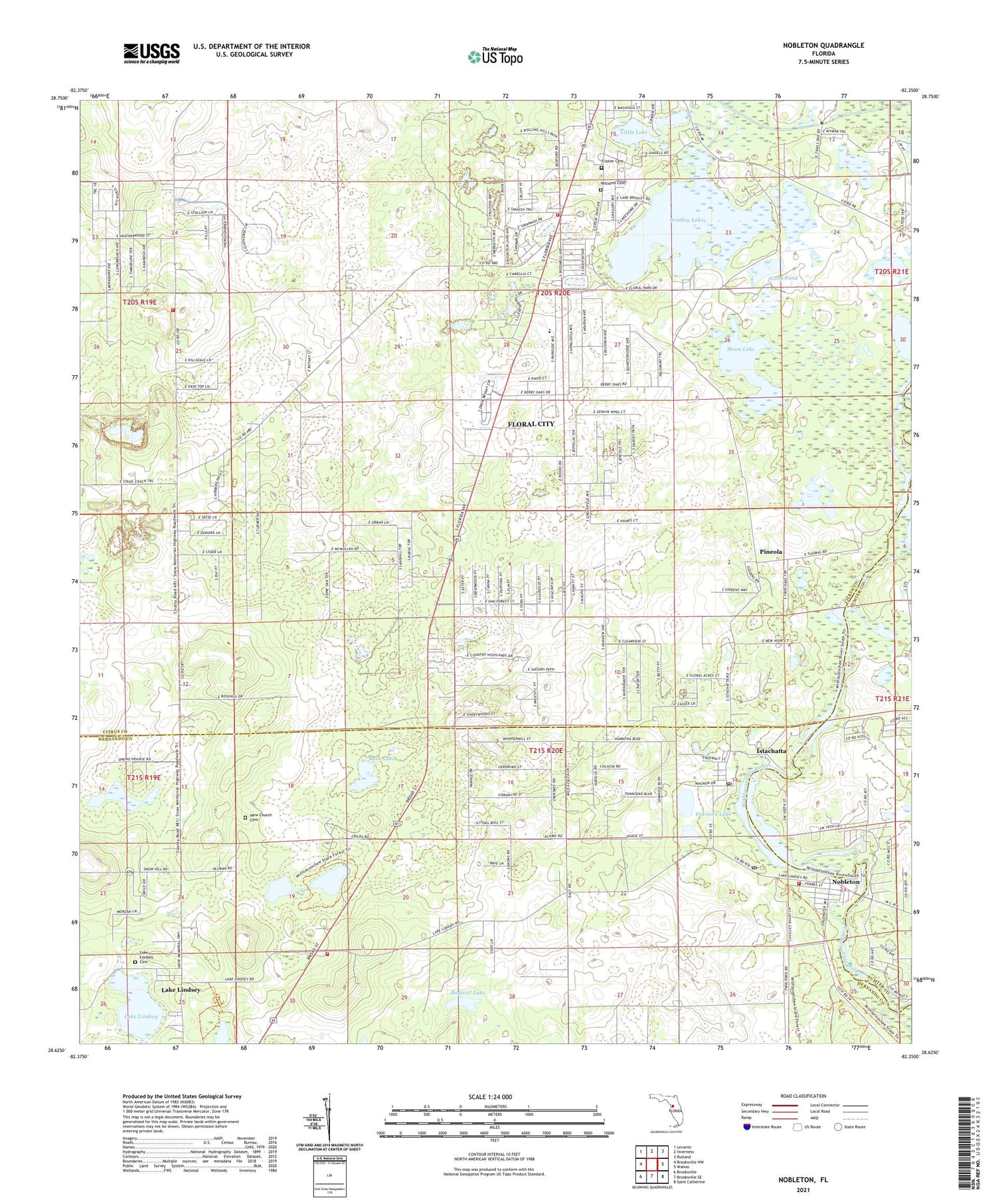 Nobleton Florida US Topo Map Image