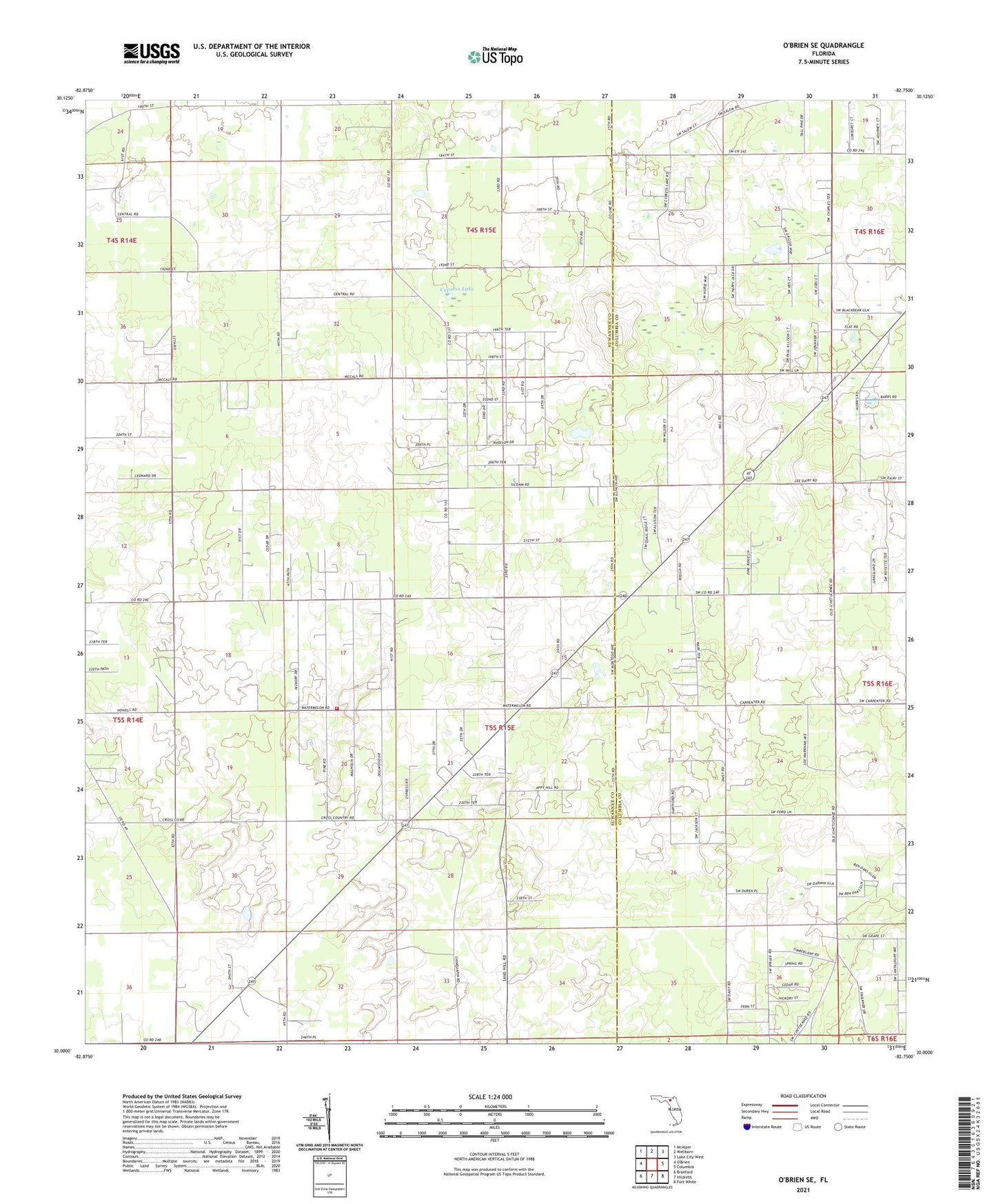 O'Brien SE Florida US Topo Map Image