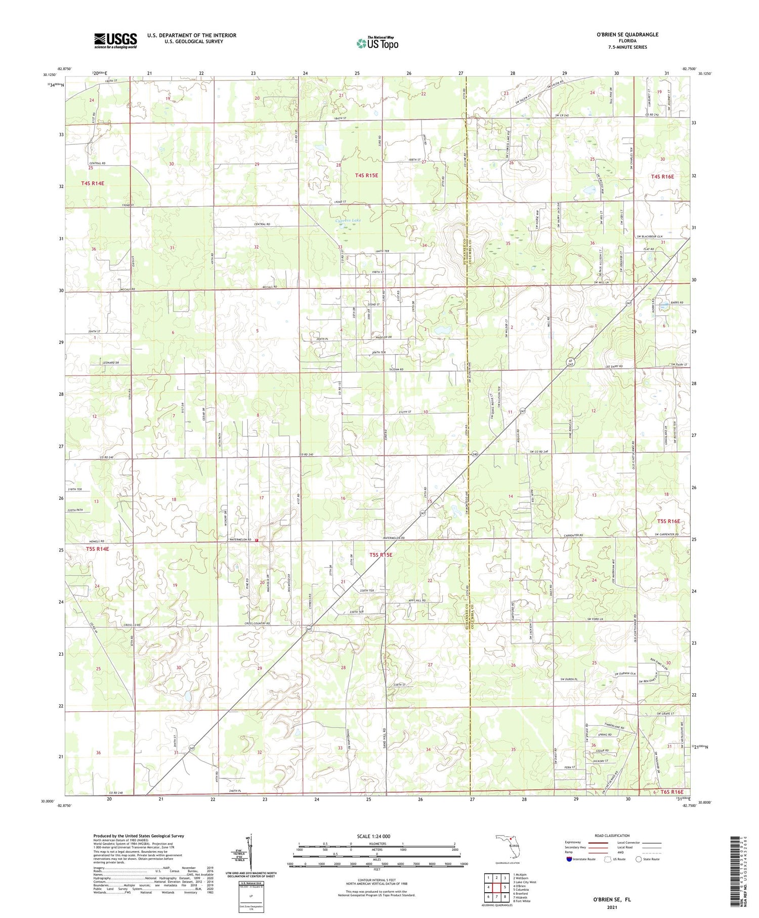 O'Brien SE Florida US Topo Map Image