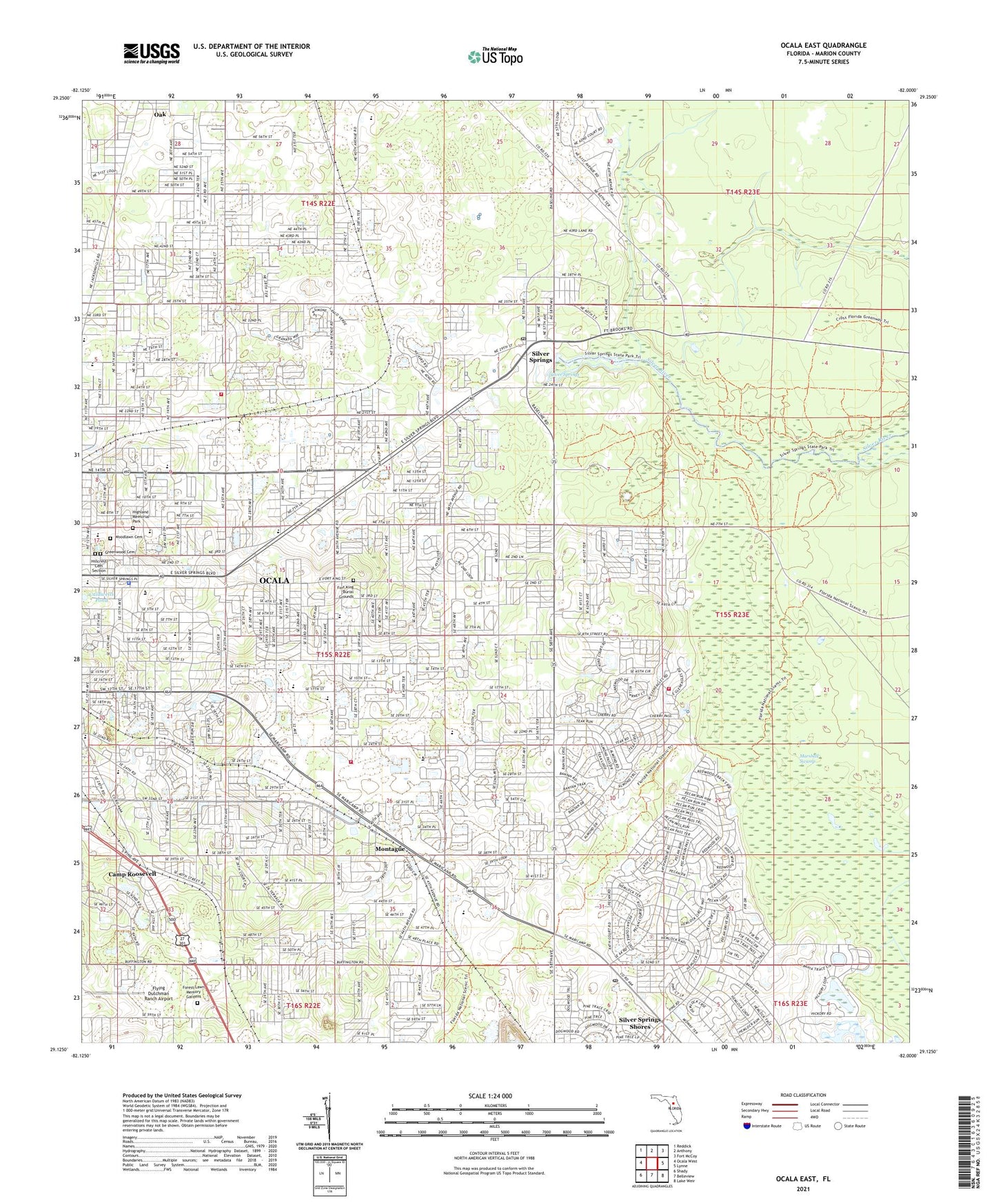 Ocala East Florida US Topo Map Image