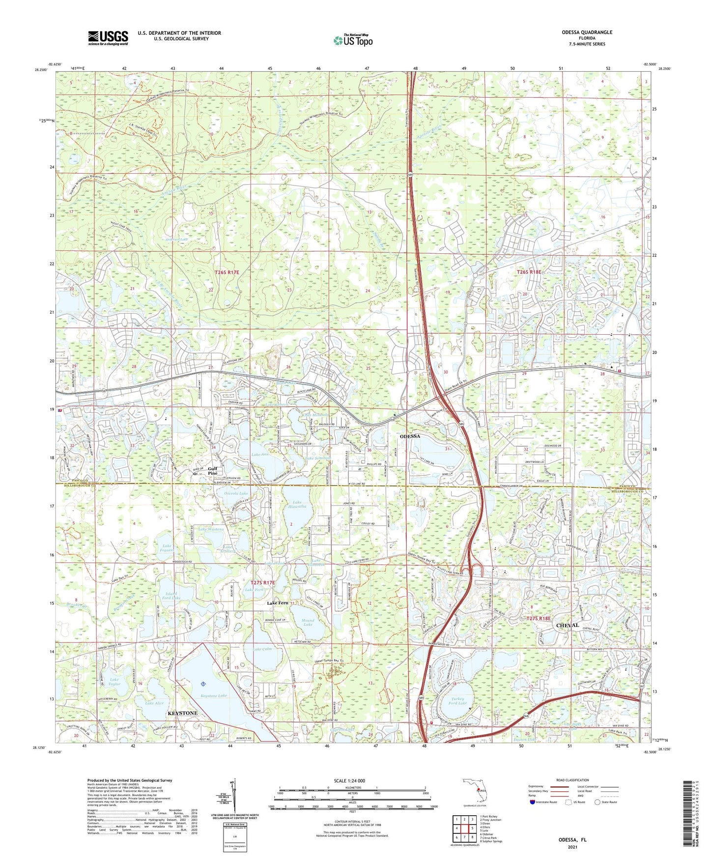 Odessa Florida US Topo Map Image