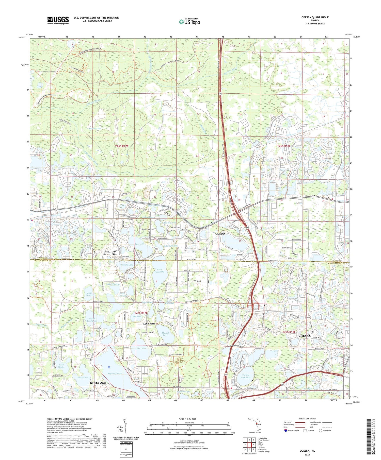 Odessa Florida US Topo Map Image