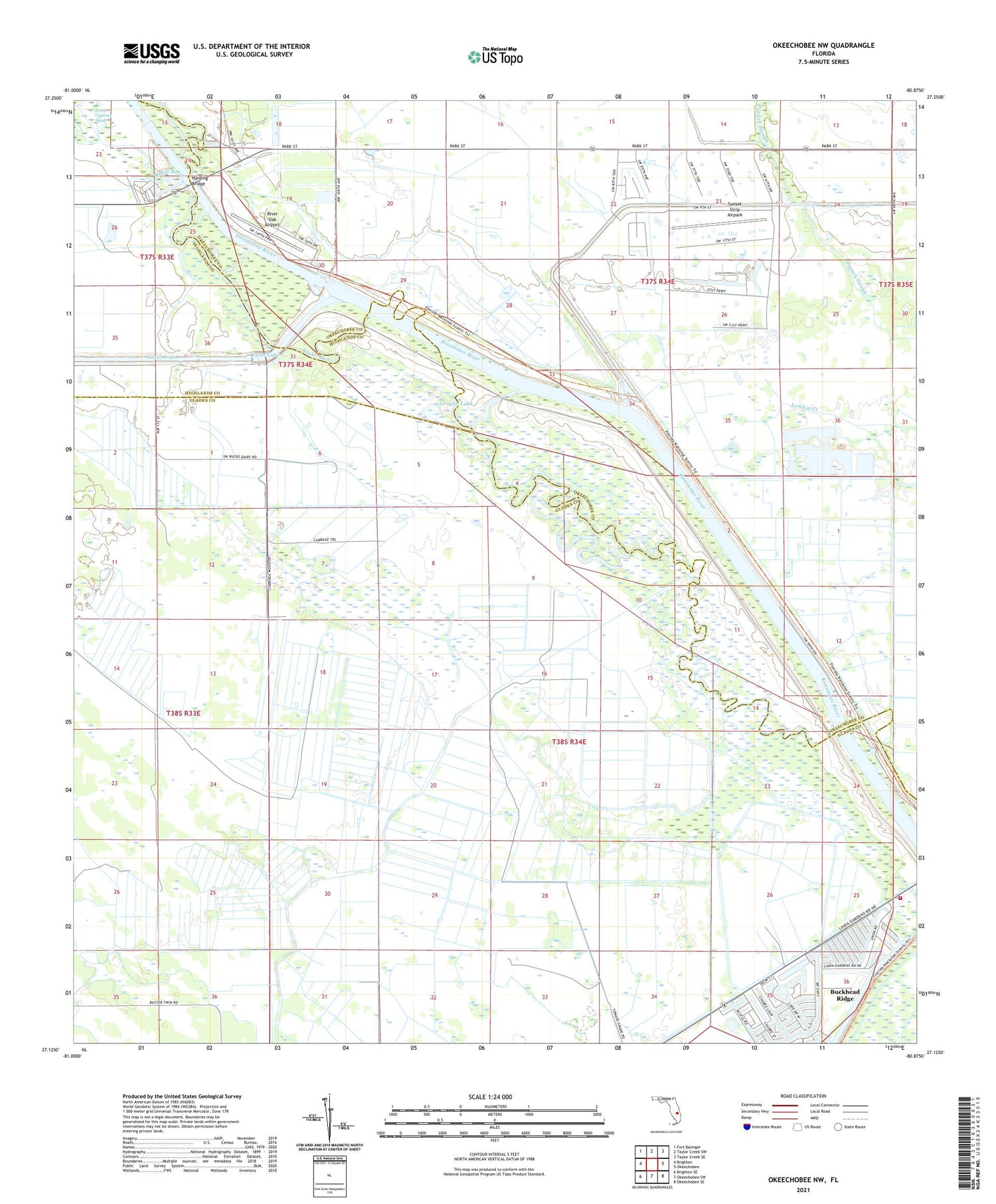 Okeechobee NW Florida US Topo Map Image