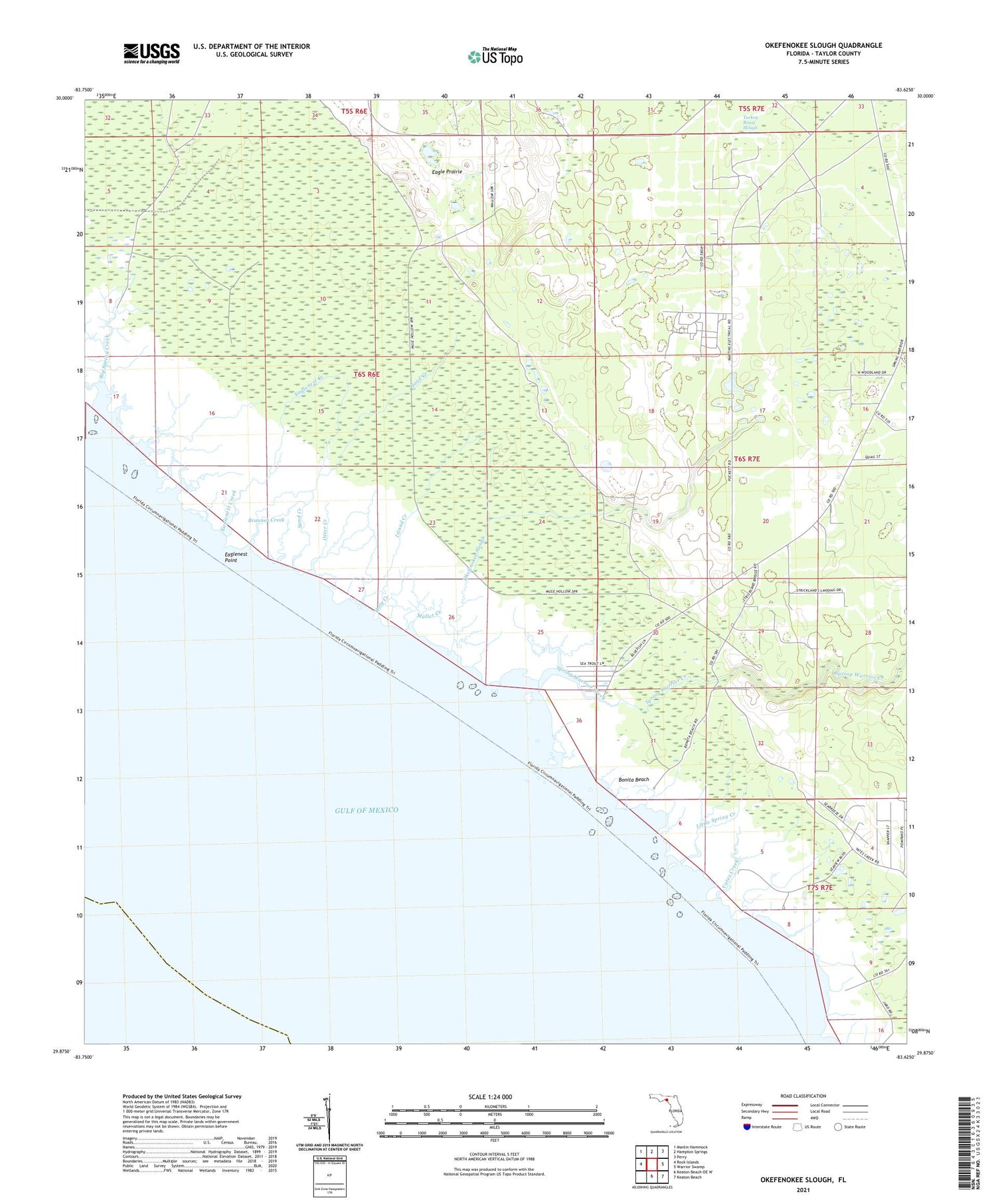 Okefenokee Slough Florida US Topo Map Image