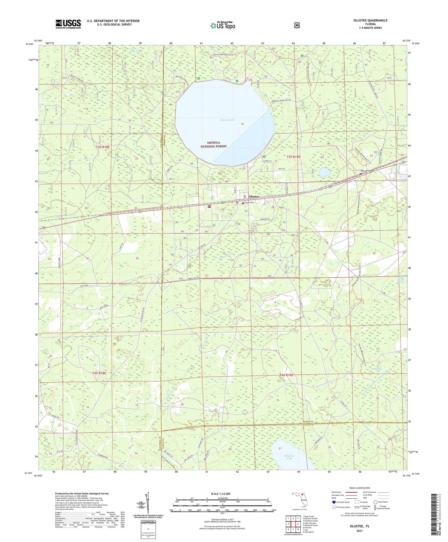 Olustee Florida US Topo Map Image