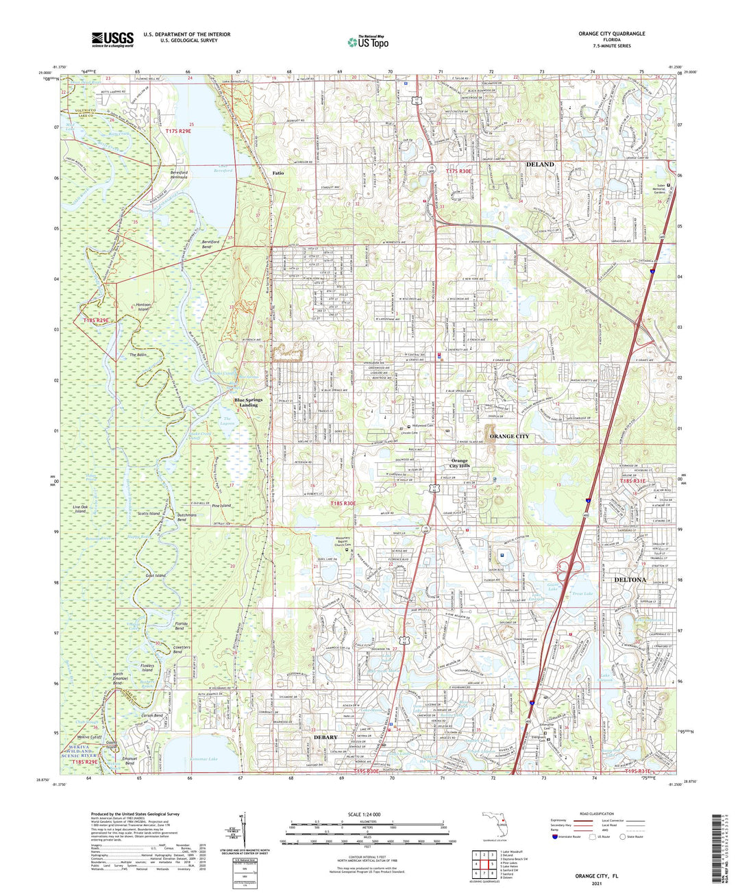 Orange City Florida US Topo Map – MyTopo Map Store, image size:1080x1305