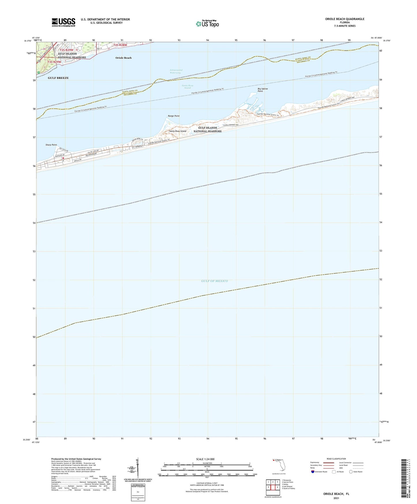 Oriole Beach Florida US Topo Map Image