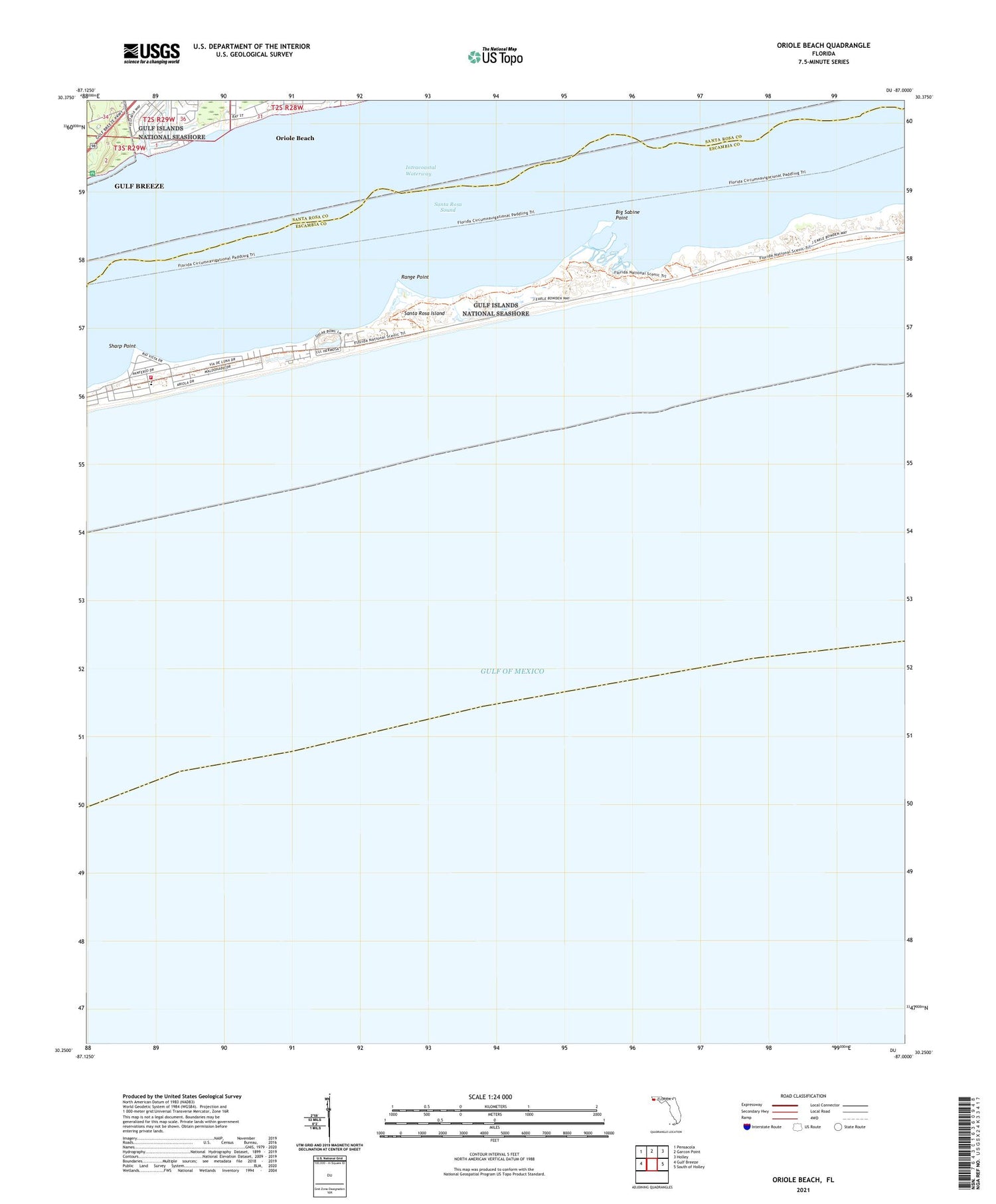Oriole Beach Florida US Topo Map Image