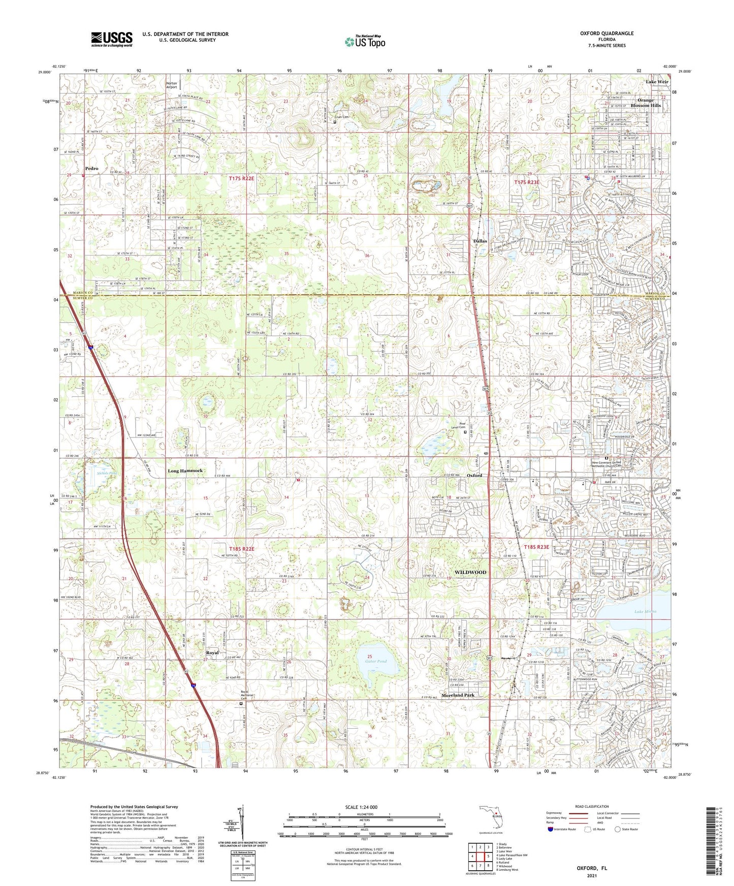 Oxford Florida US Topo Map Image