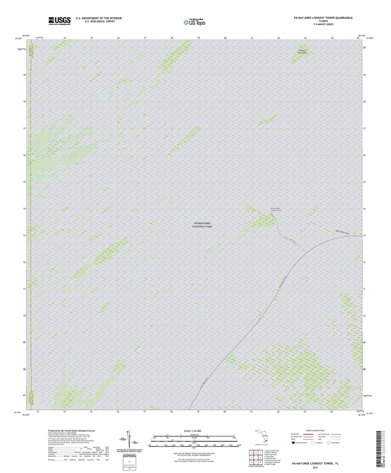 Pa-Hay-Okee Lookout Tower Florida US Topo Map Image