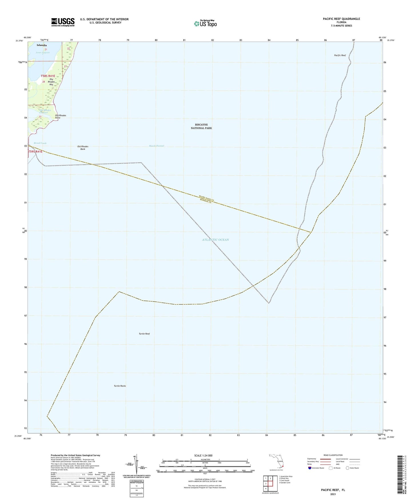 Pacific Reef Florida US Topo Map Image
