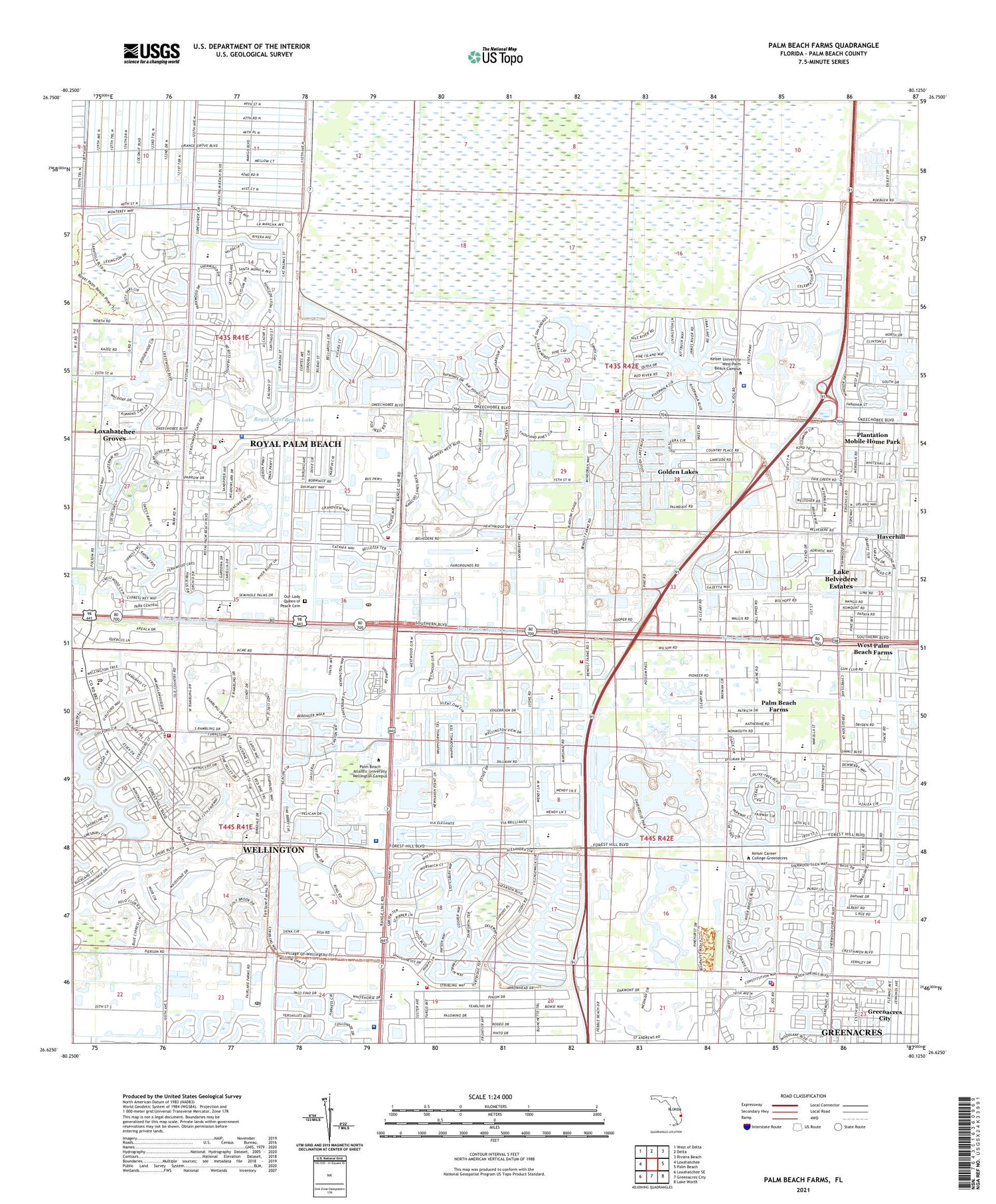 Palm Beach Farms Florida US Topo Map Image