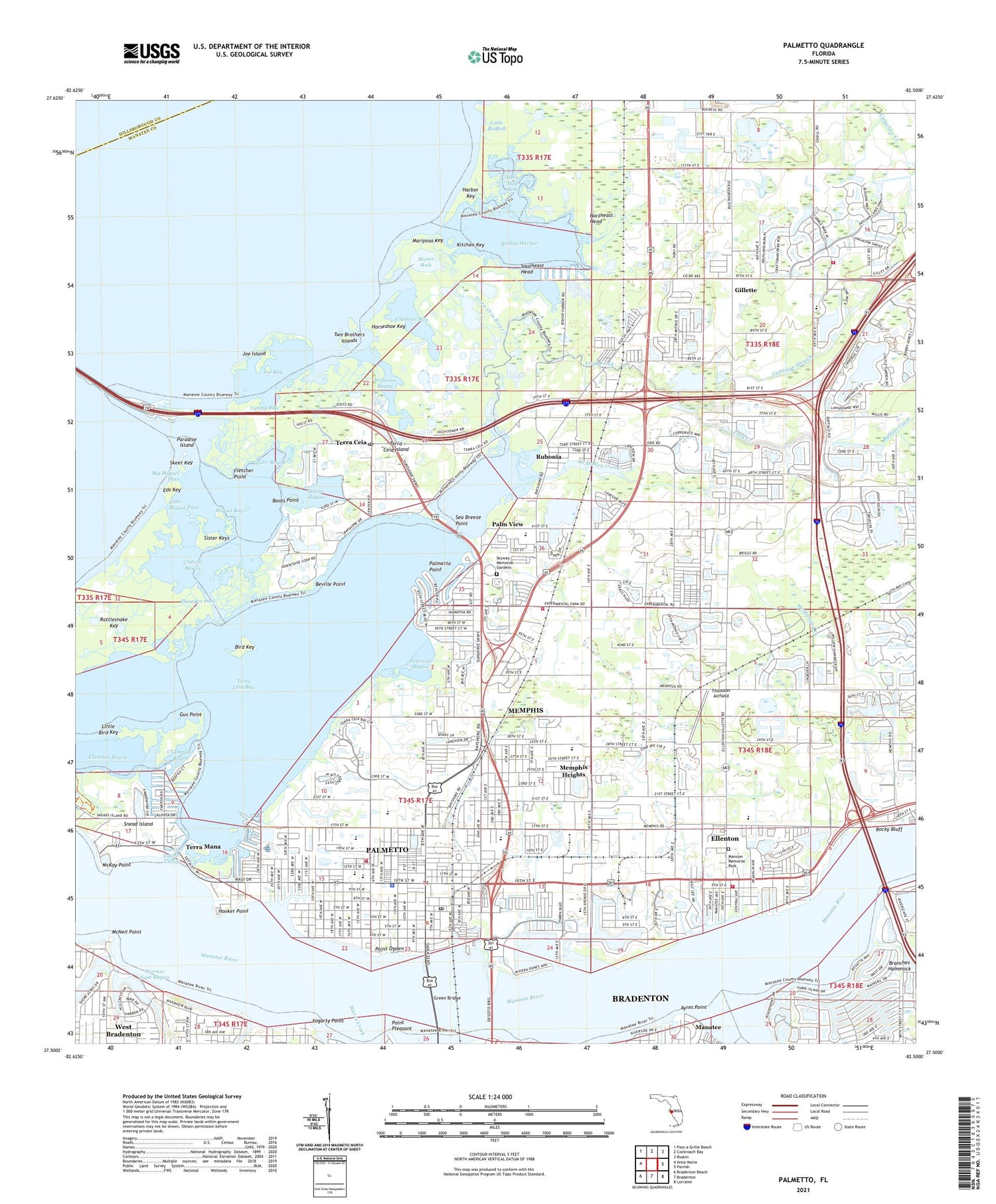 Palmetto Florida US Topo Map Image