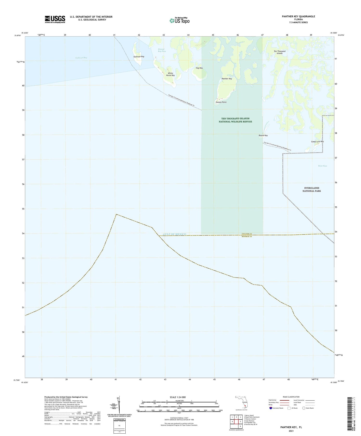 Panther Key Florida US Topo Map Image