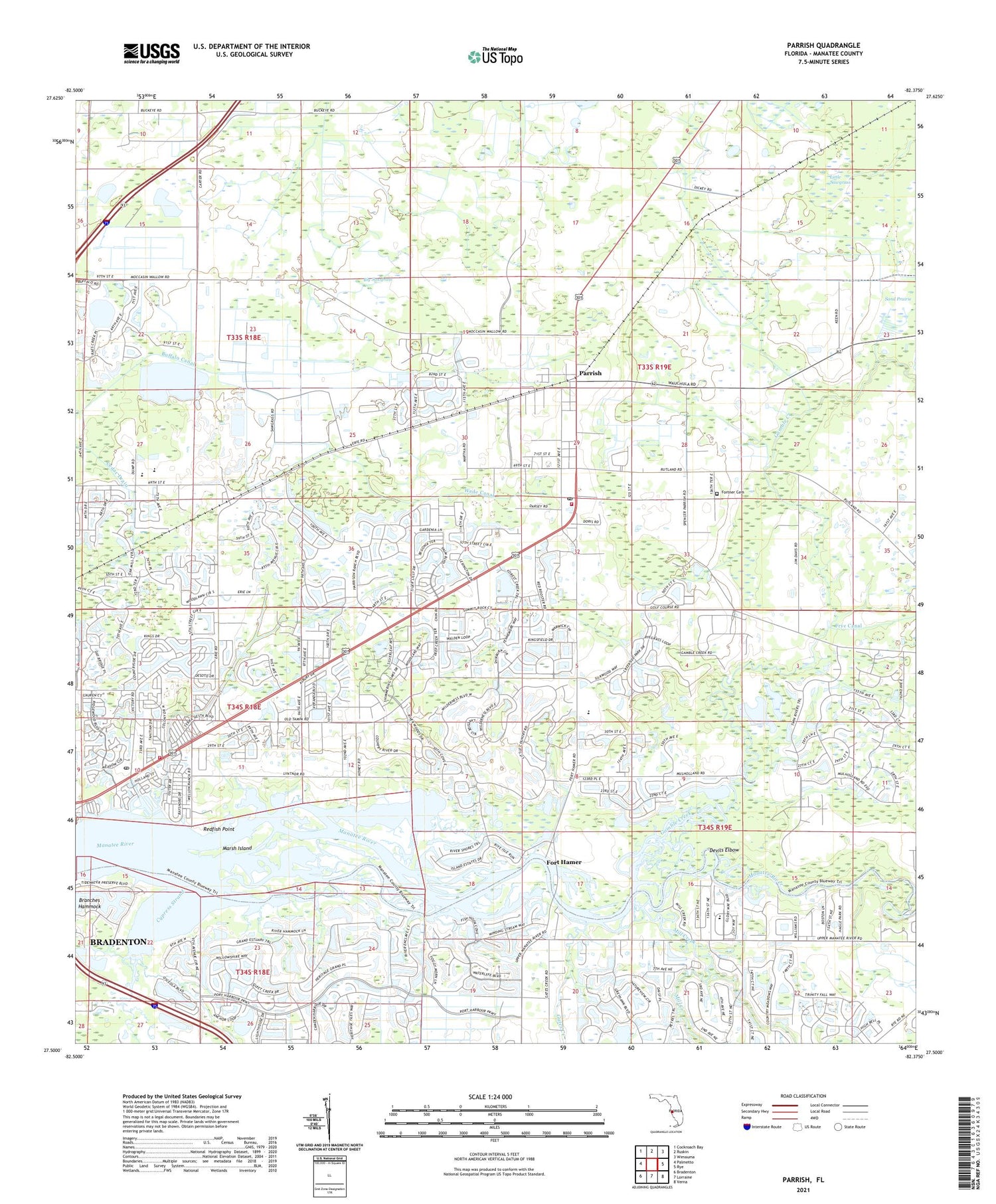 Parrish Florida US Topo Map Image