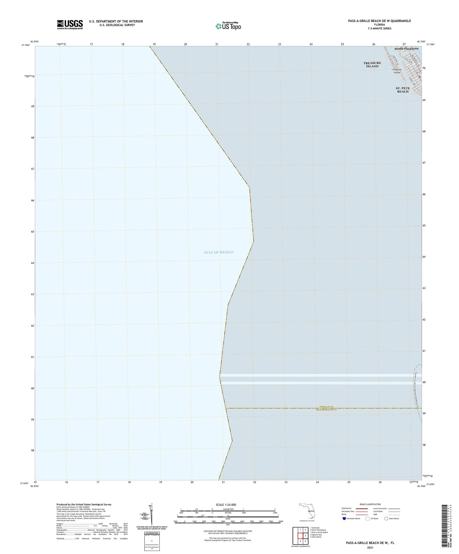 Pass-a-Grille Beach OE W Florida US Topo Map Image