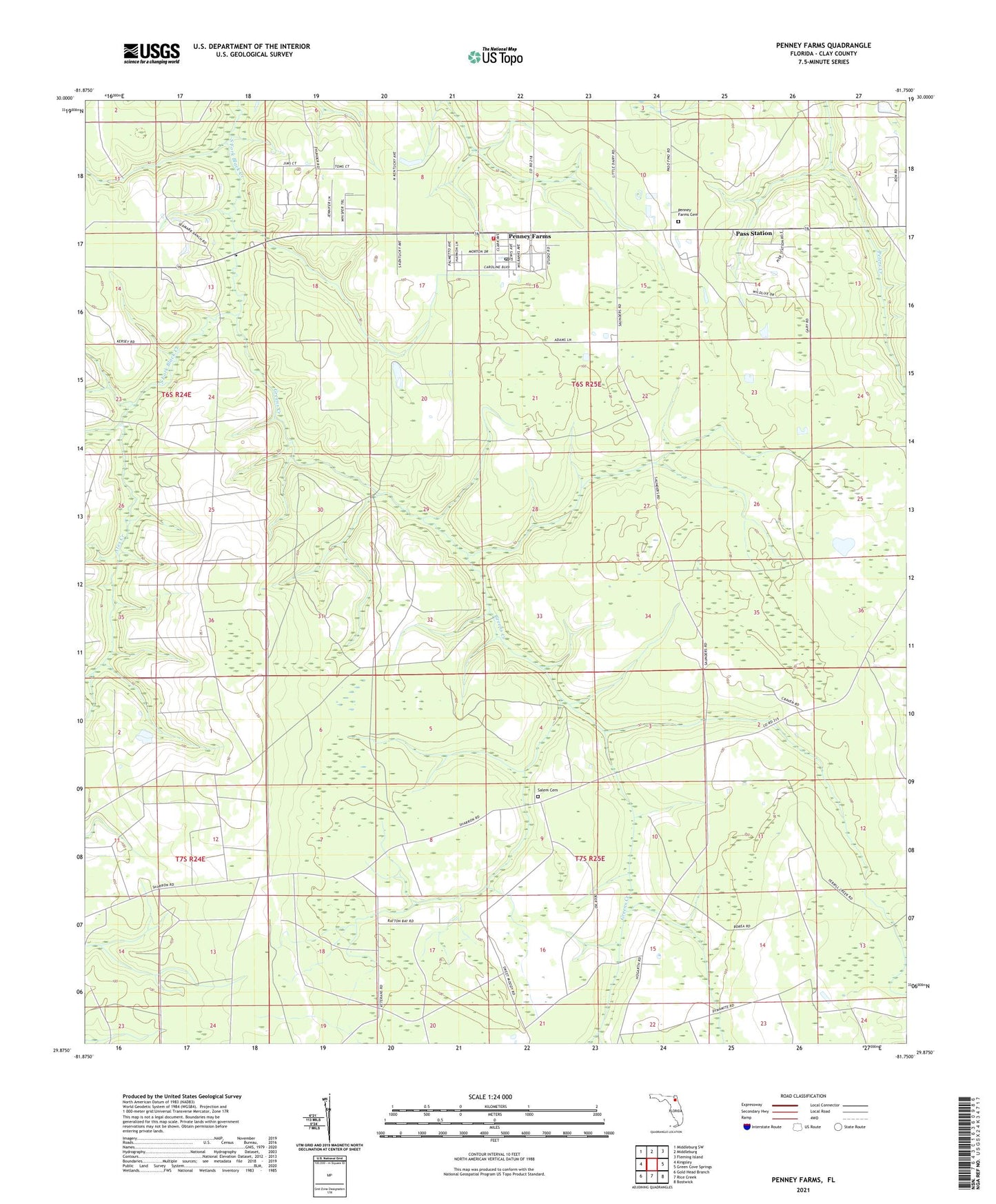 Penney Farms Florida US Topo Map Image