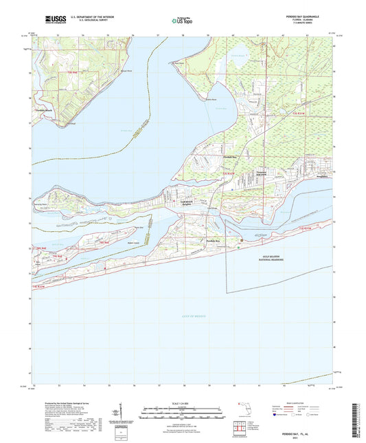 Perdido Bay Florida US Topo Map Image