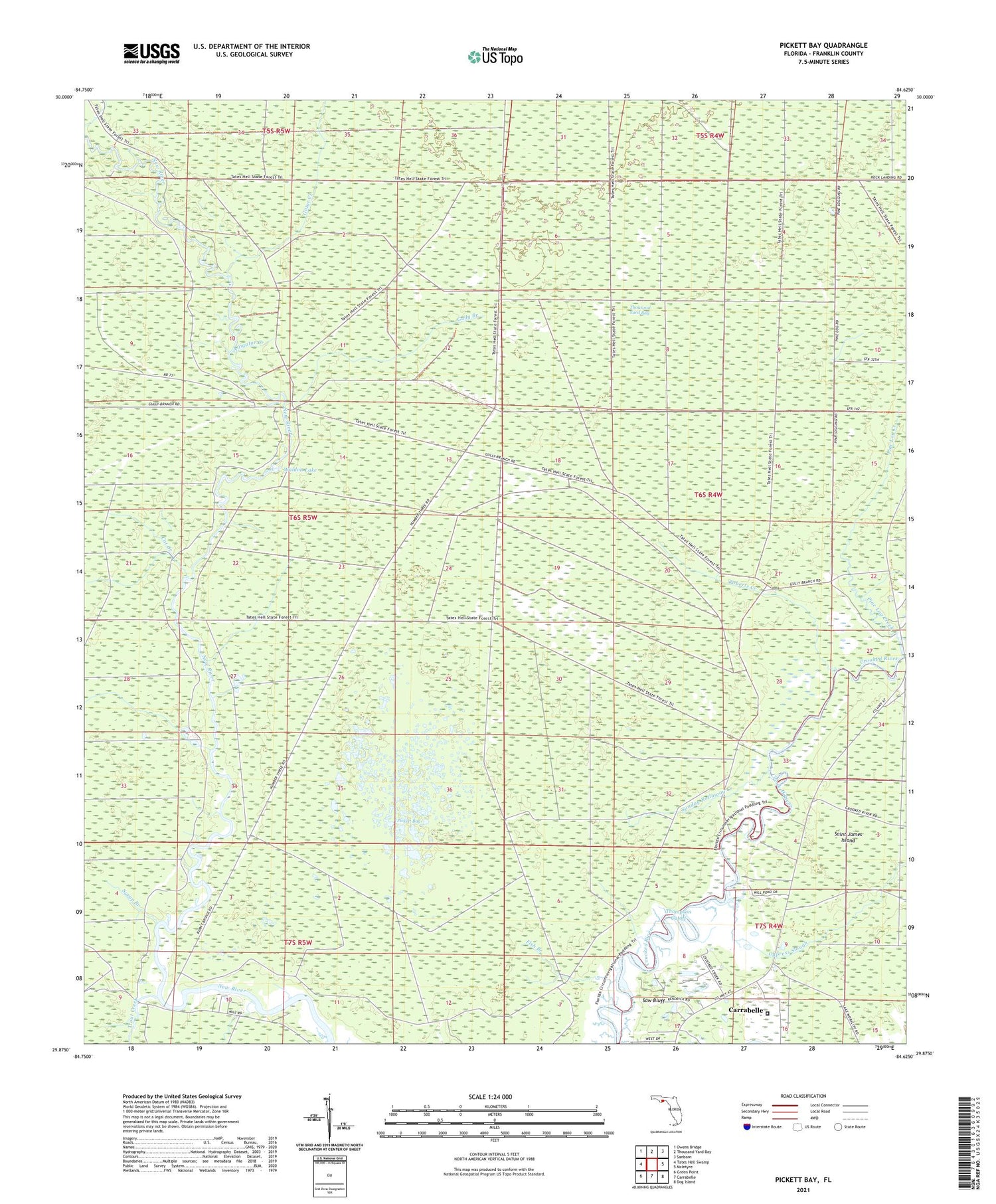 Pickett Bay Florida US Topo Map Image