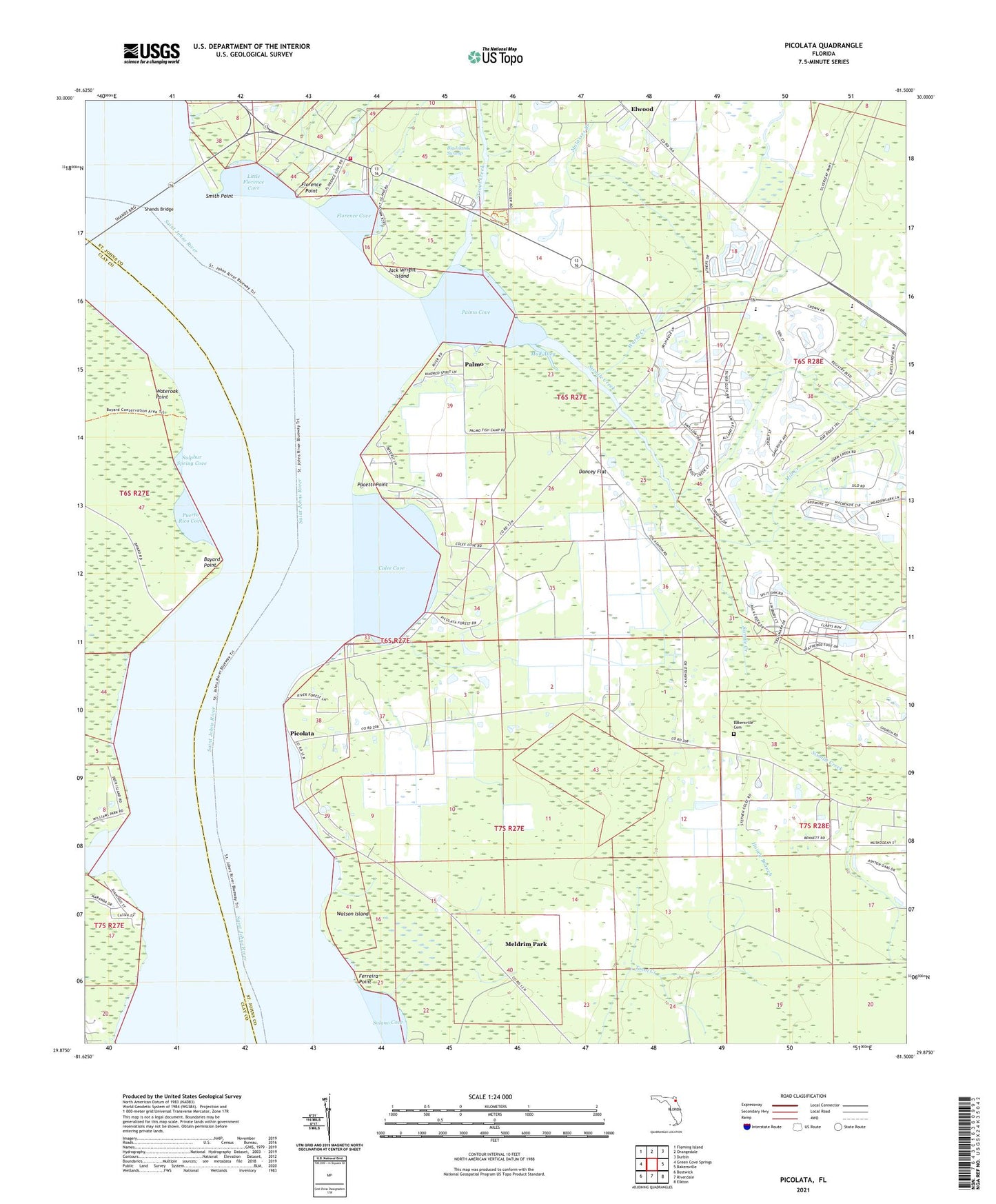 Picolata Florida US Topo Map Image