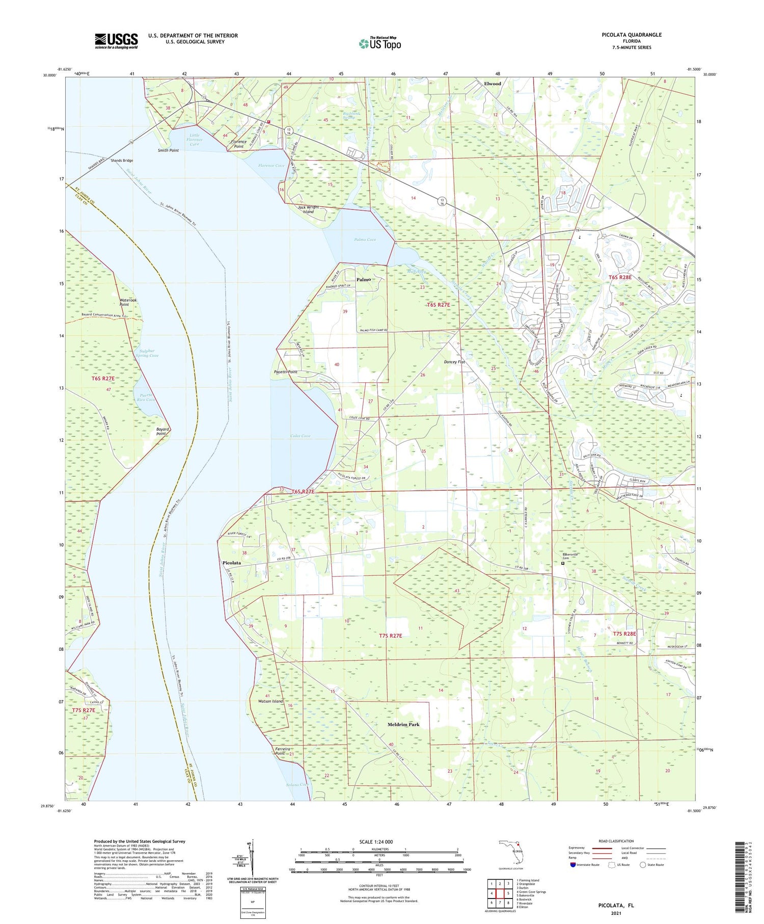 Picolata Florida US Topo Map Image