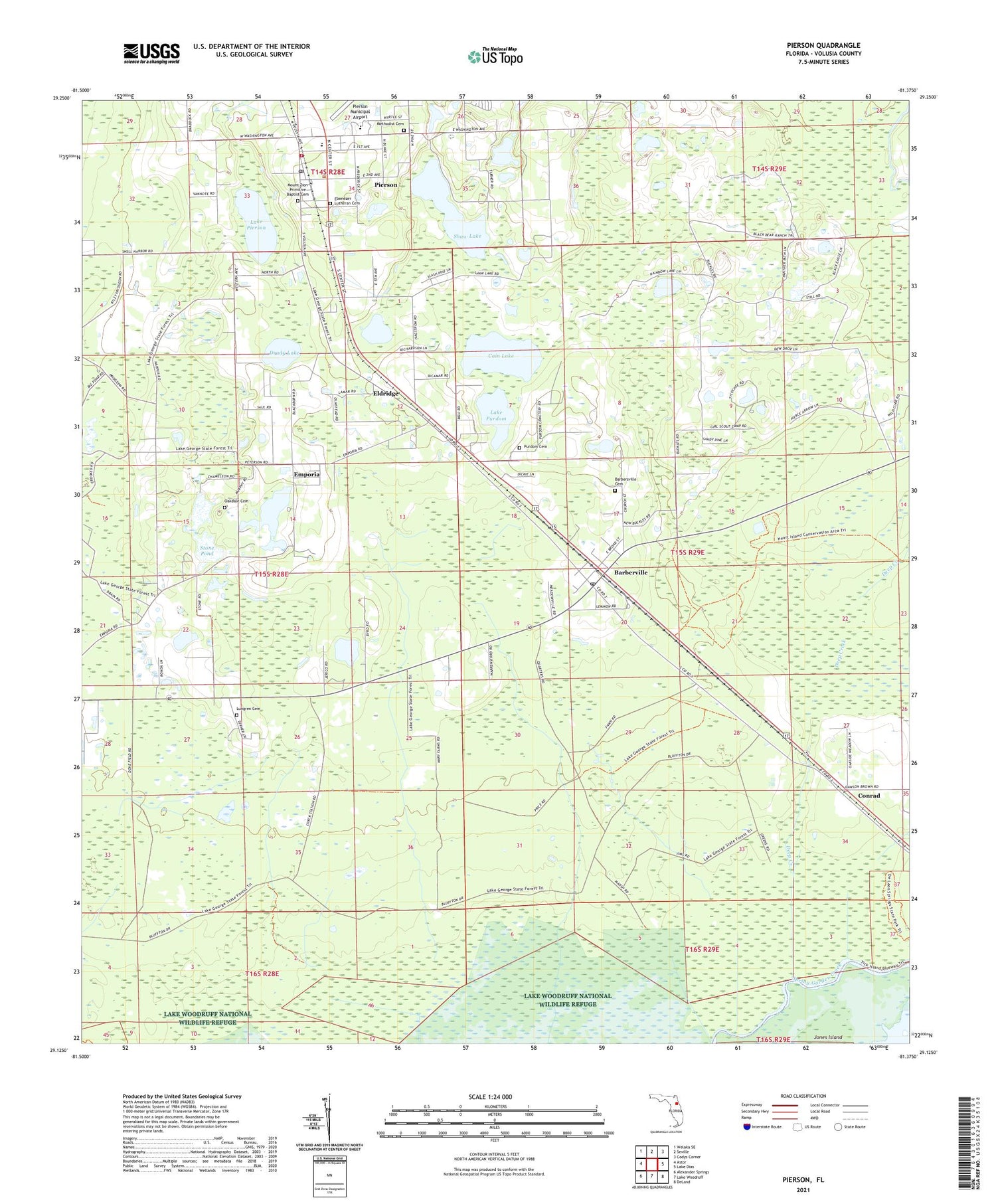 Pierson Florida US Topo Map Image