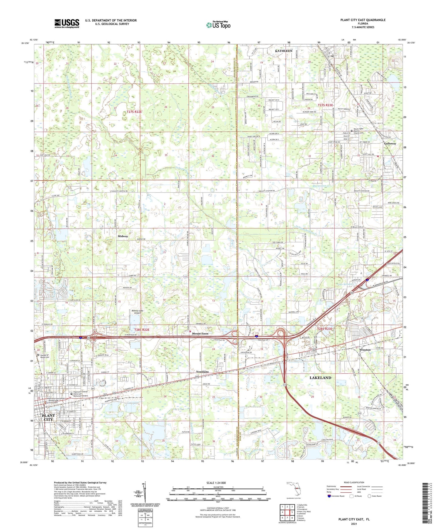 Plant City East Florida US Topo Map Image