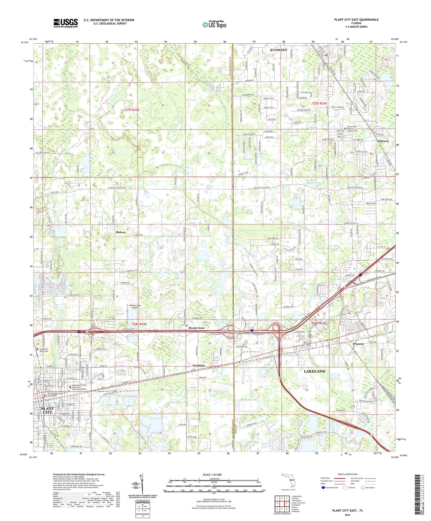 Plant City East Florida US Topo Map Image