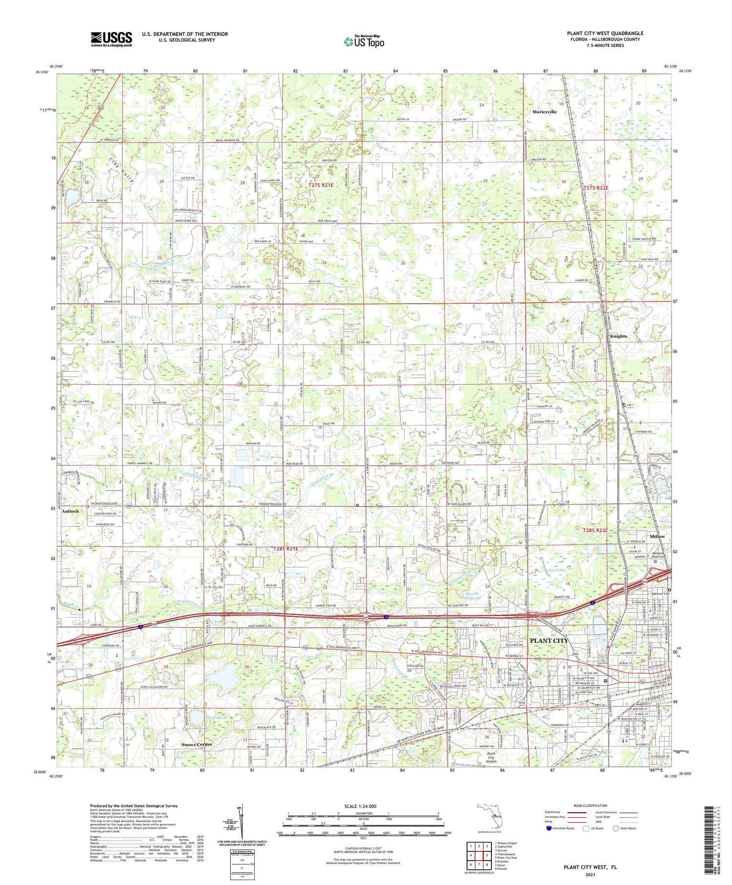 Plant City West Florida US Topo Map Image
