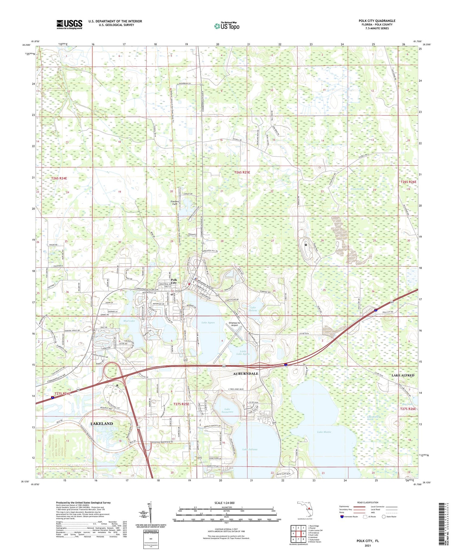 Polk City Florida US Topo Map Image
