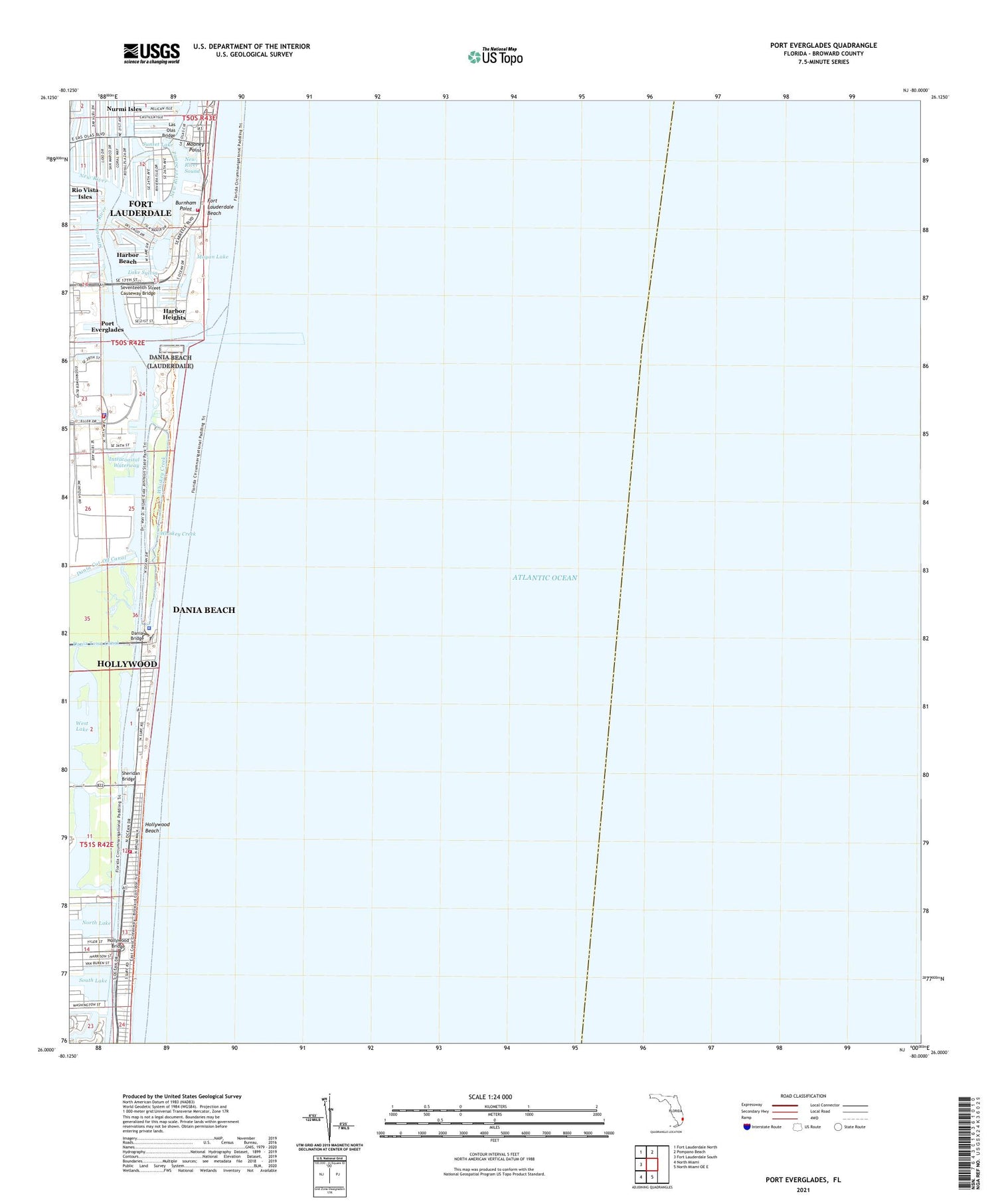 Port Everglades Florida US Topo Map Image