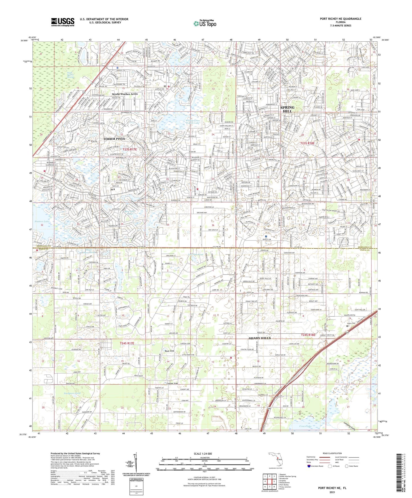 Port Richey NE Florida US Topo Map Image