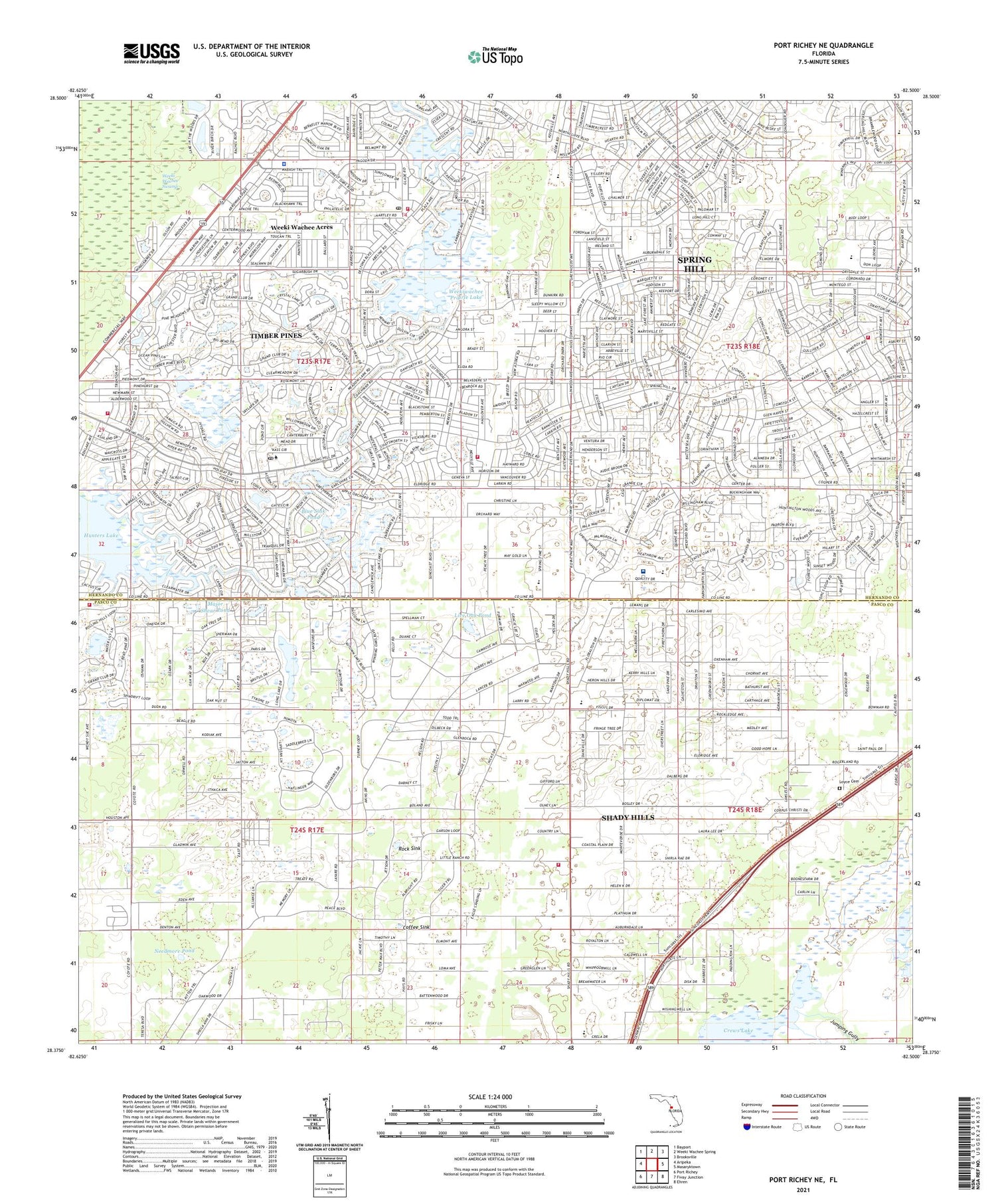 Port Richey NE Florida US Topo Map Image