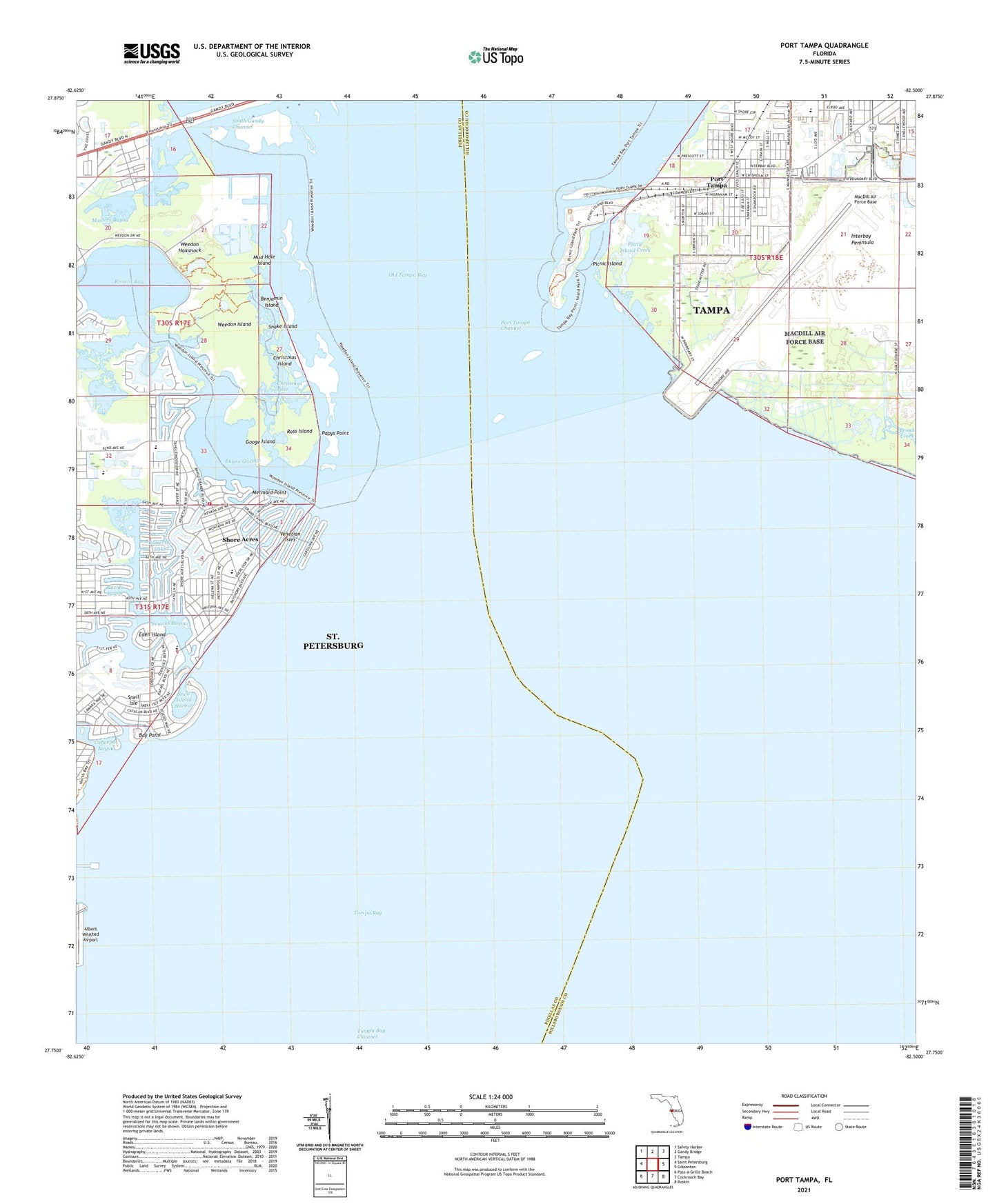 Port Tampa Florida US Topo Map Image