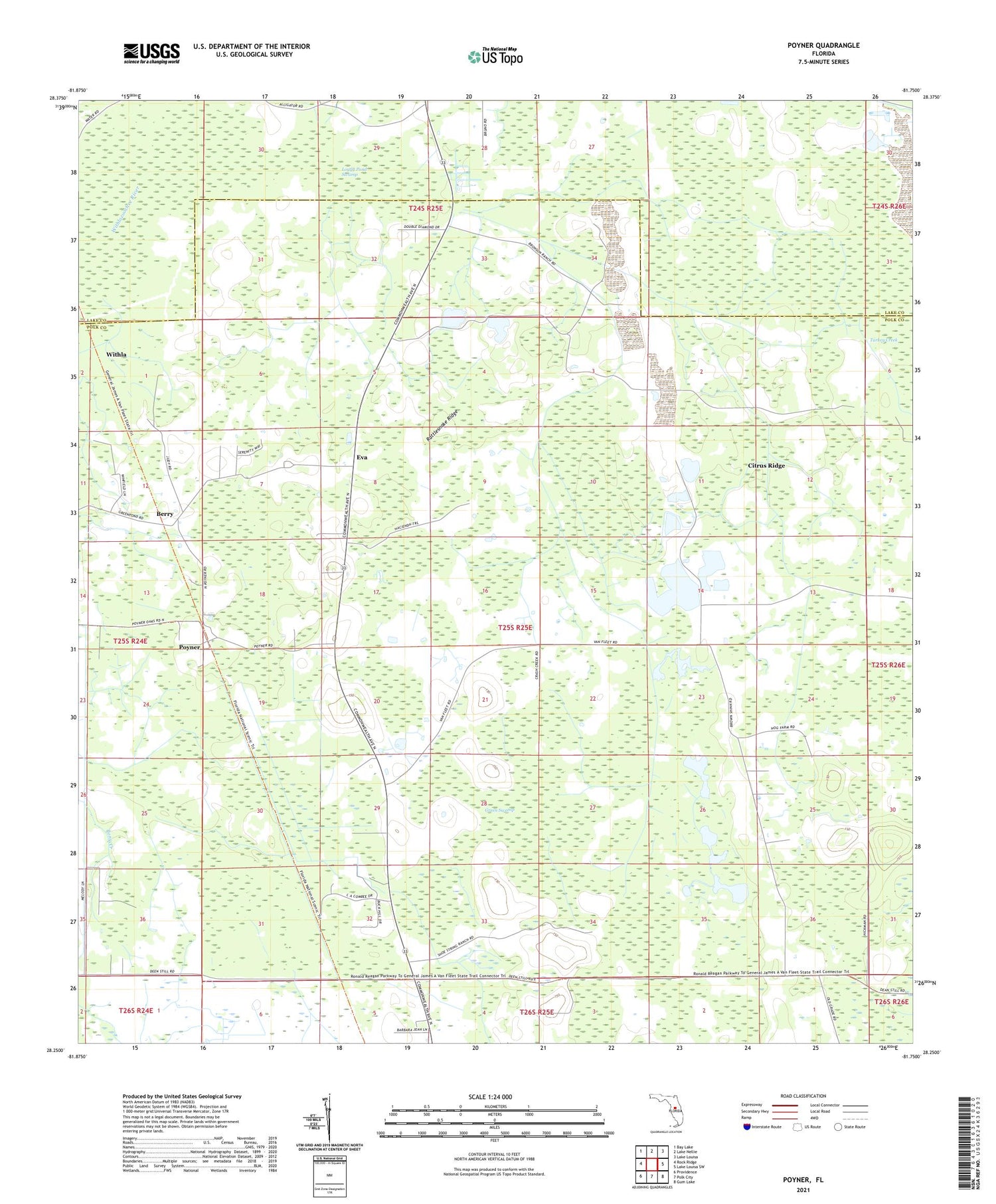 Poyner Florida US Topo Map Image