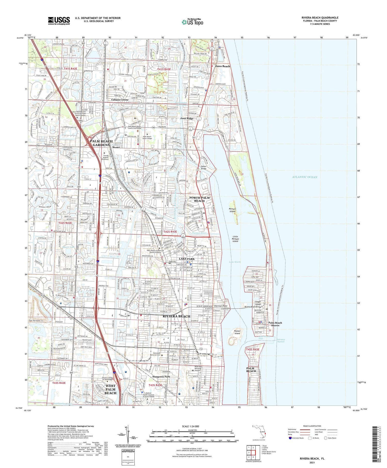 Riviera Beach Florida US Topo Map Image