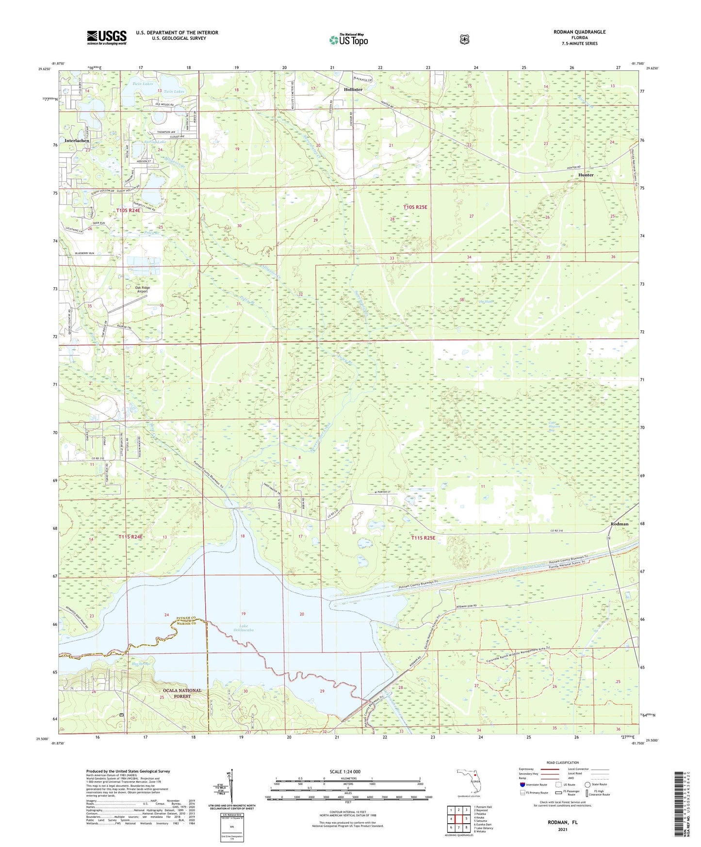 Rodman Florida US Topo Map Image