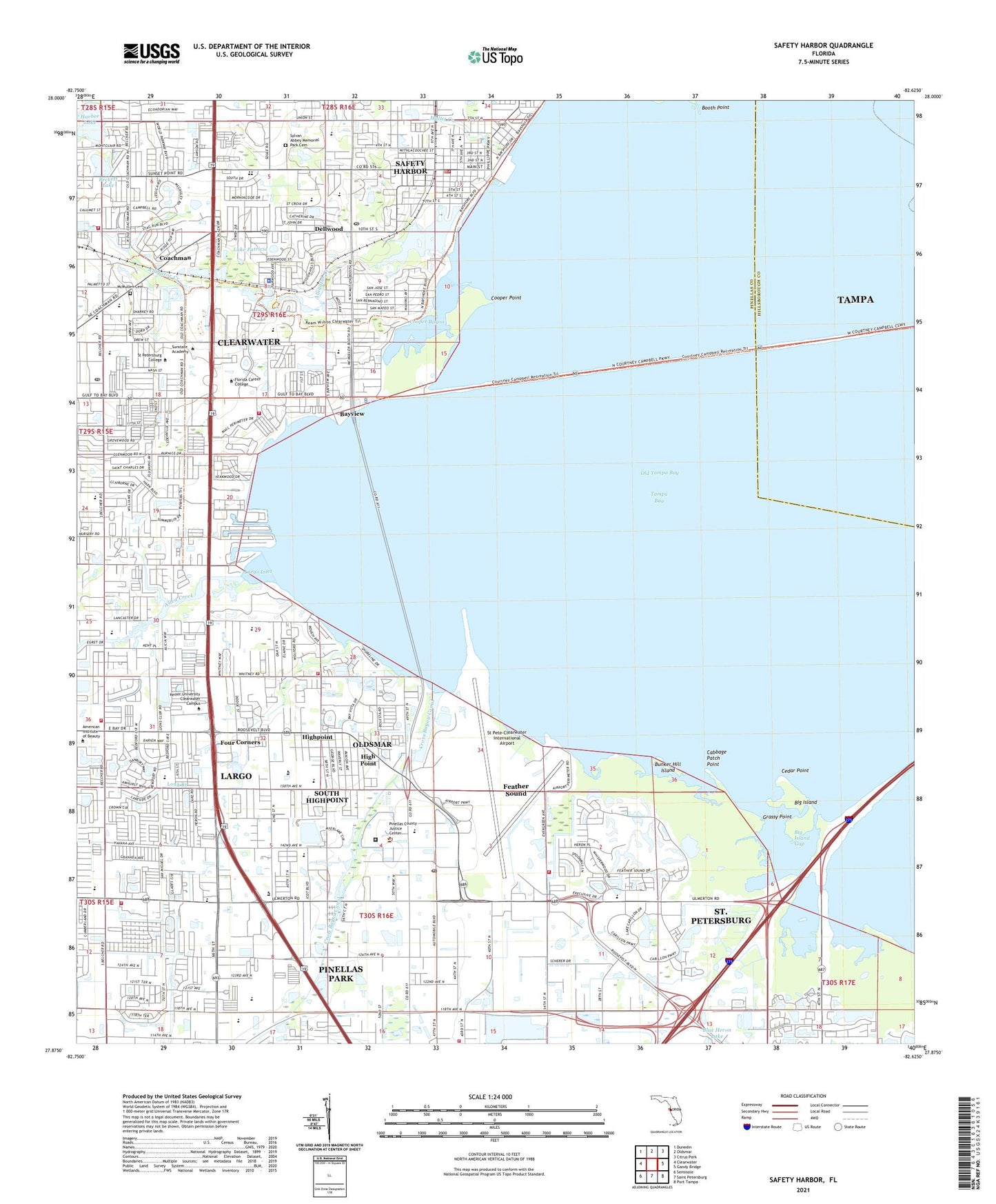 Safety Harbor Florida US Topo Map Image