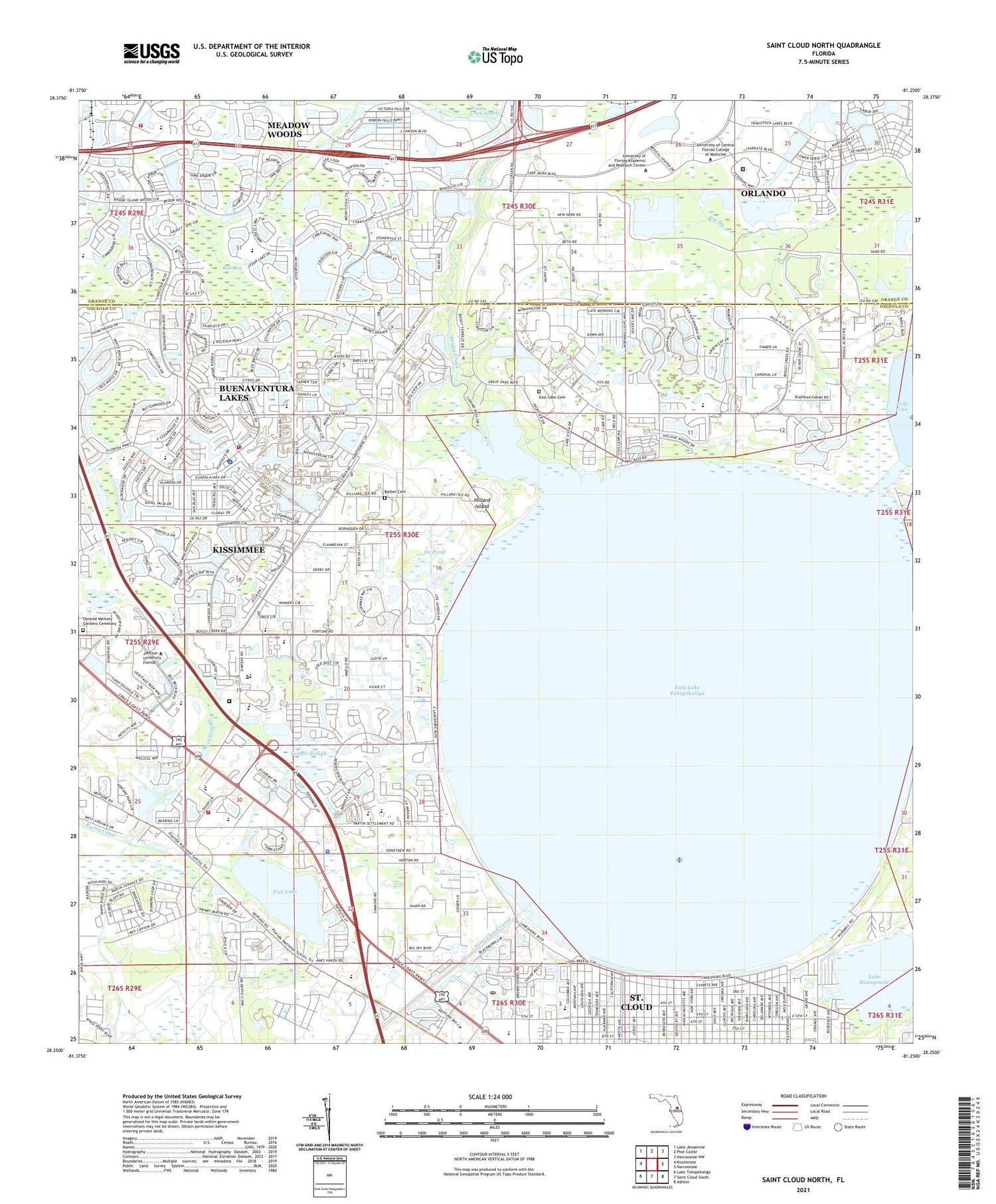 Saint Cloud North Florida US Topo Map Image
