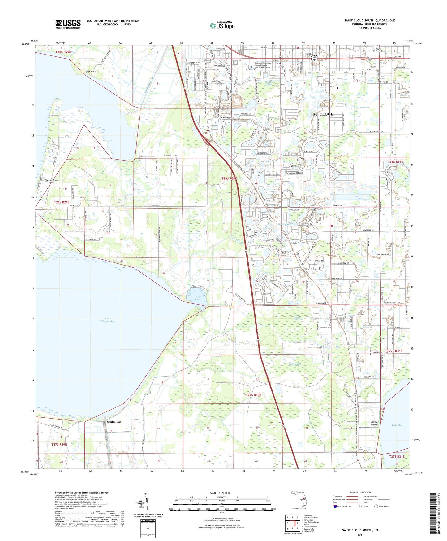 Saint Cloud South Florida US Topo Map Image