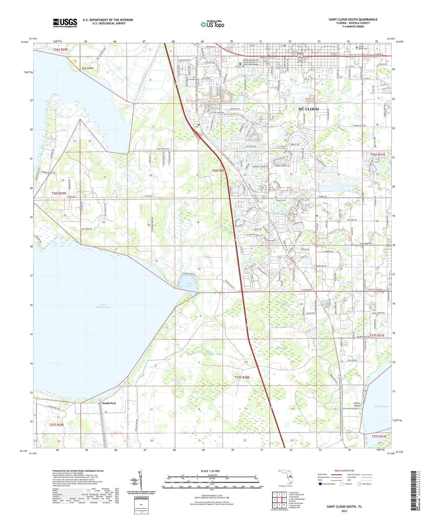 Saint Cloud South Florida US Topo Map Image