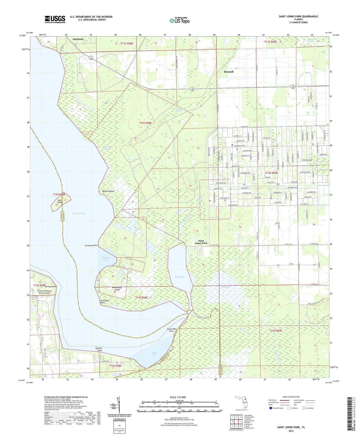 Saint Johns Park Florida US Topo Map Image