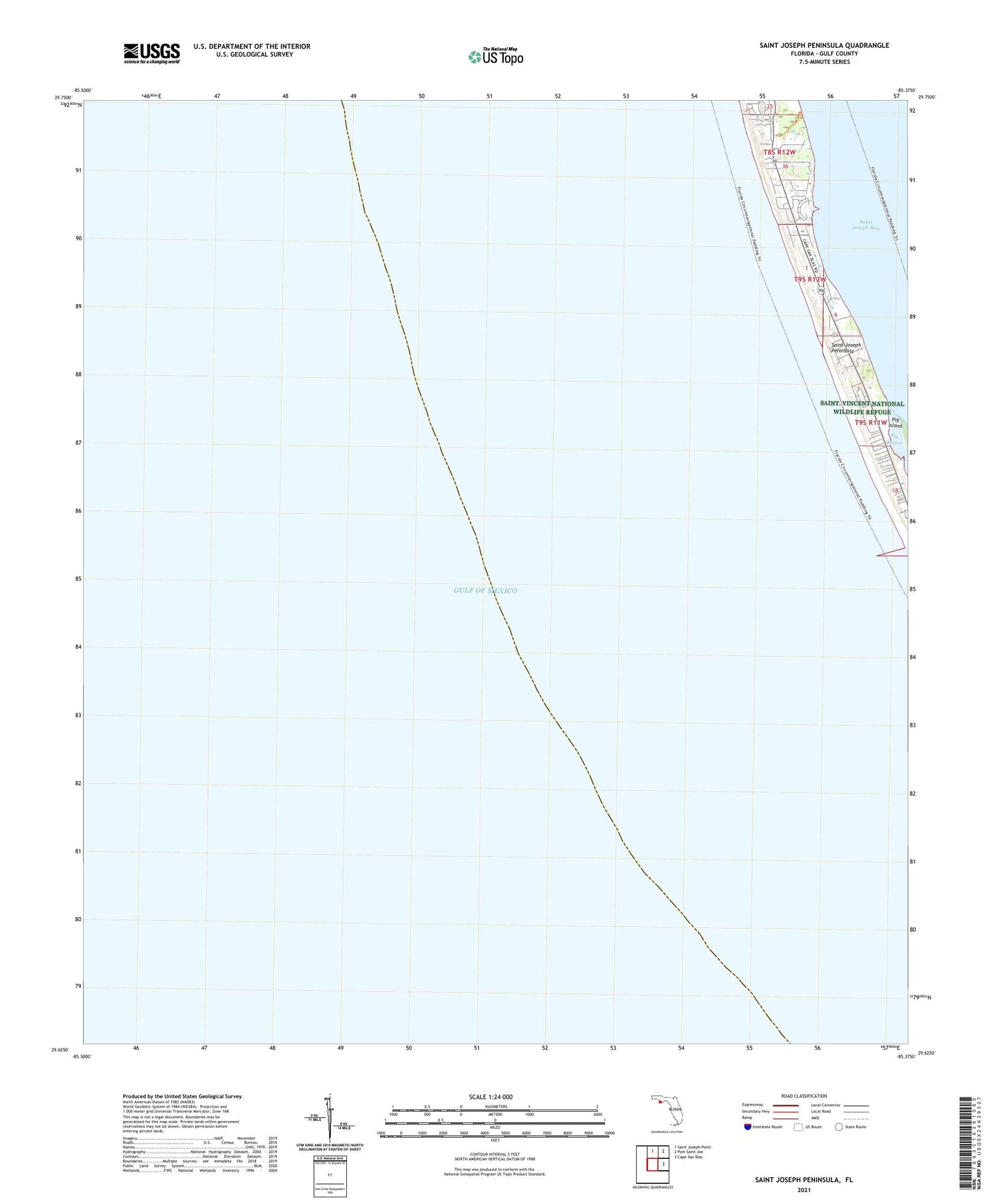 Saint Joseph Peninsula Florida US Topo Map Image