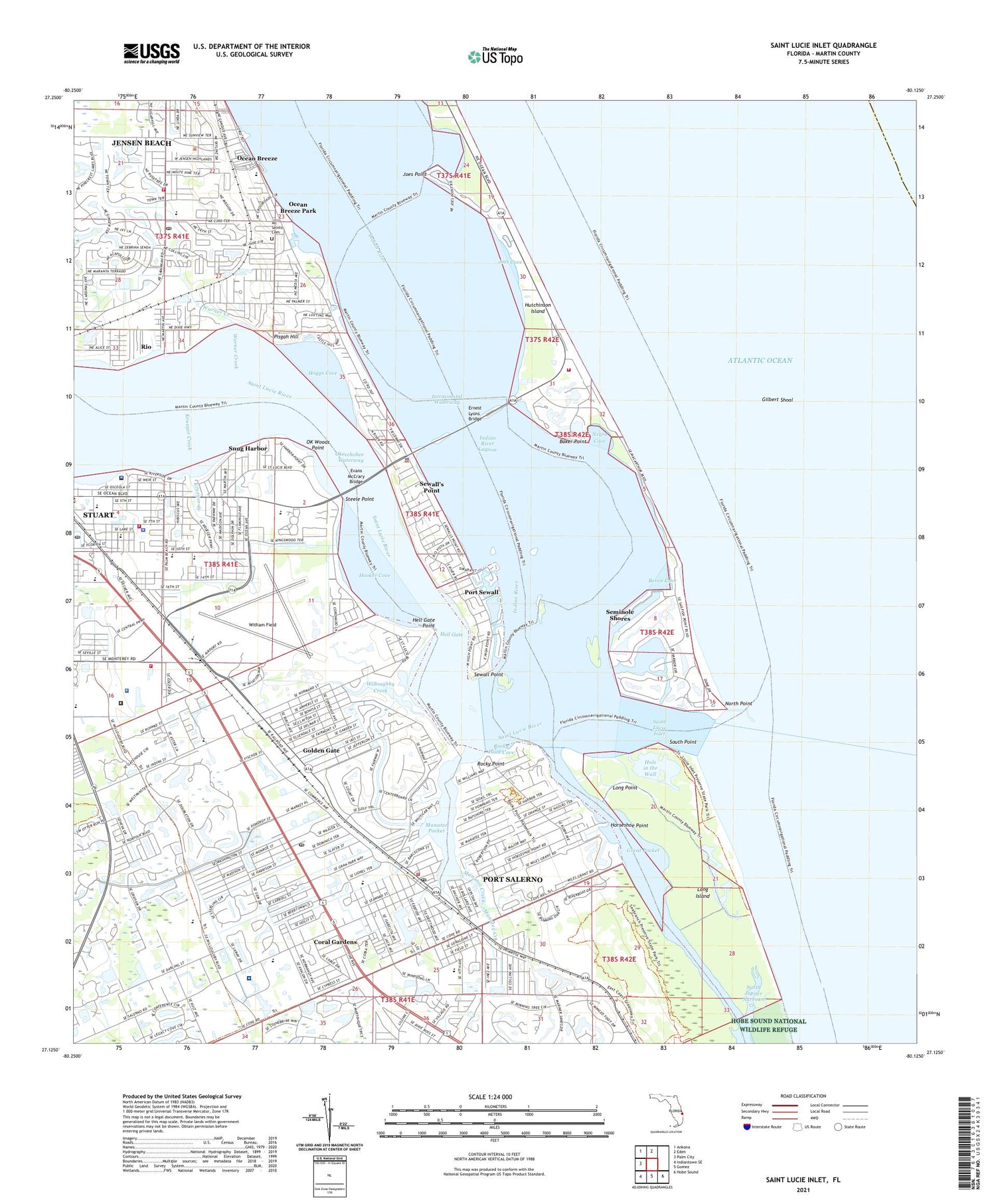 Saint Lucie Inlet Florida US Topo Map Image