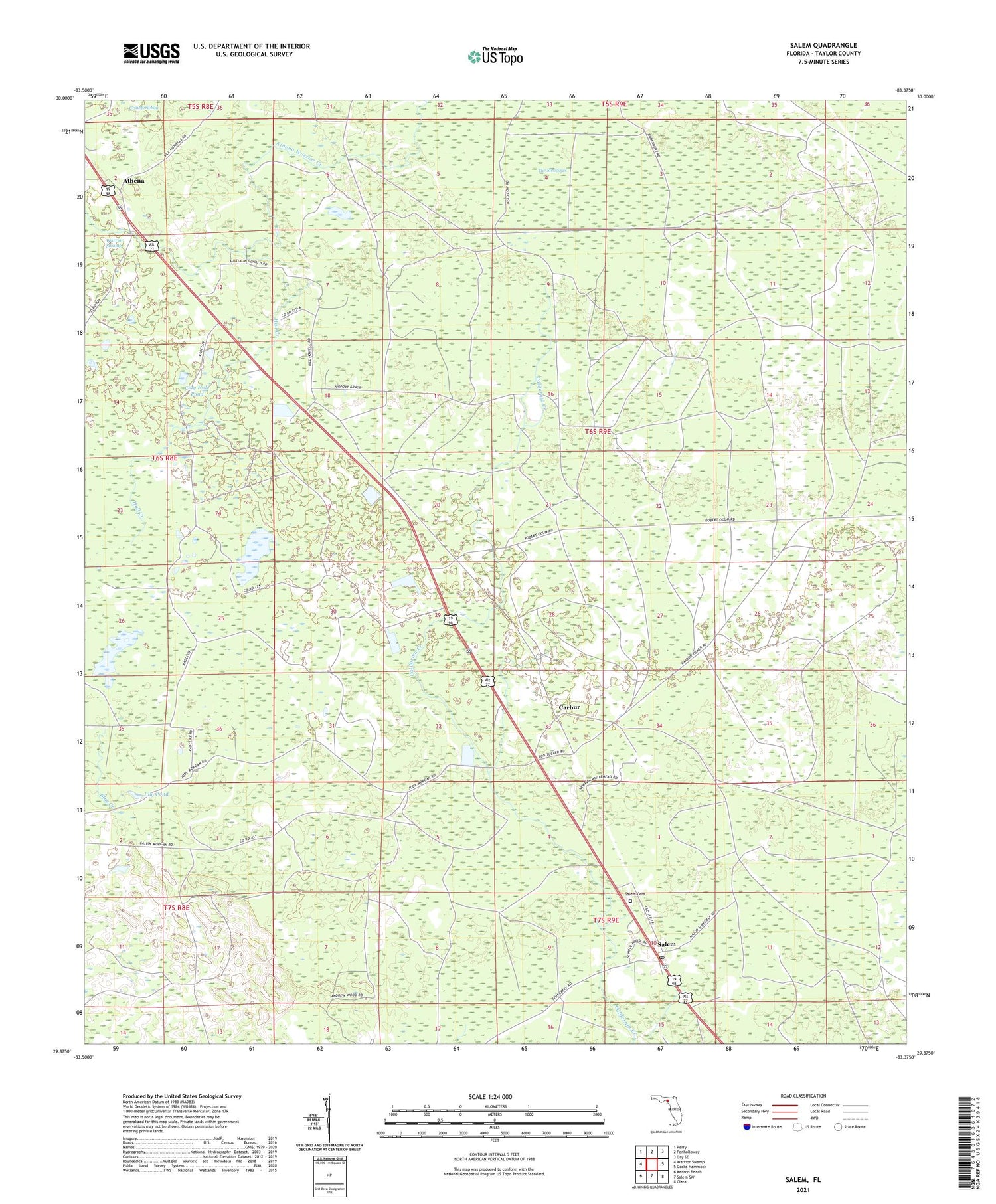 Salem Florida US Topo Map Image