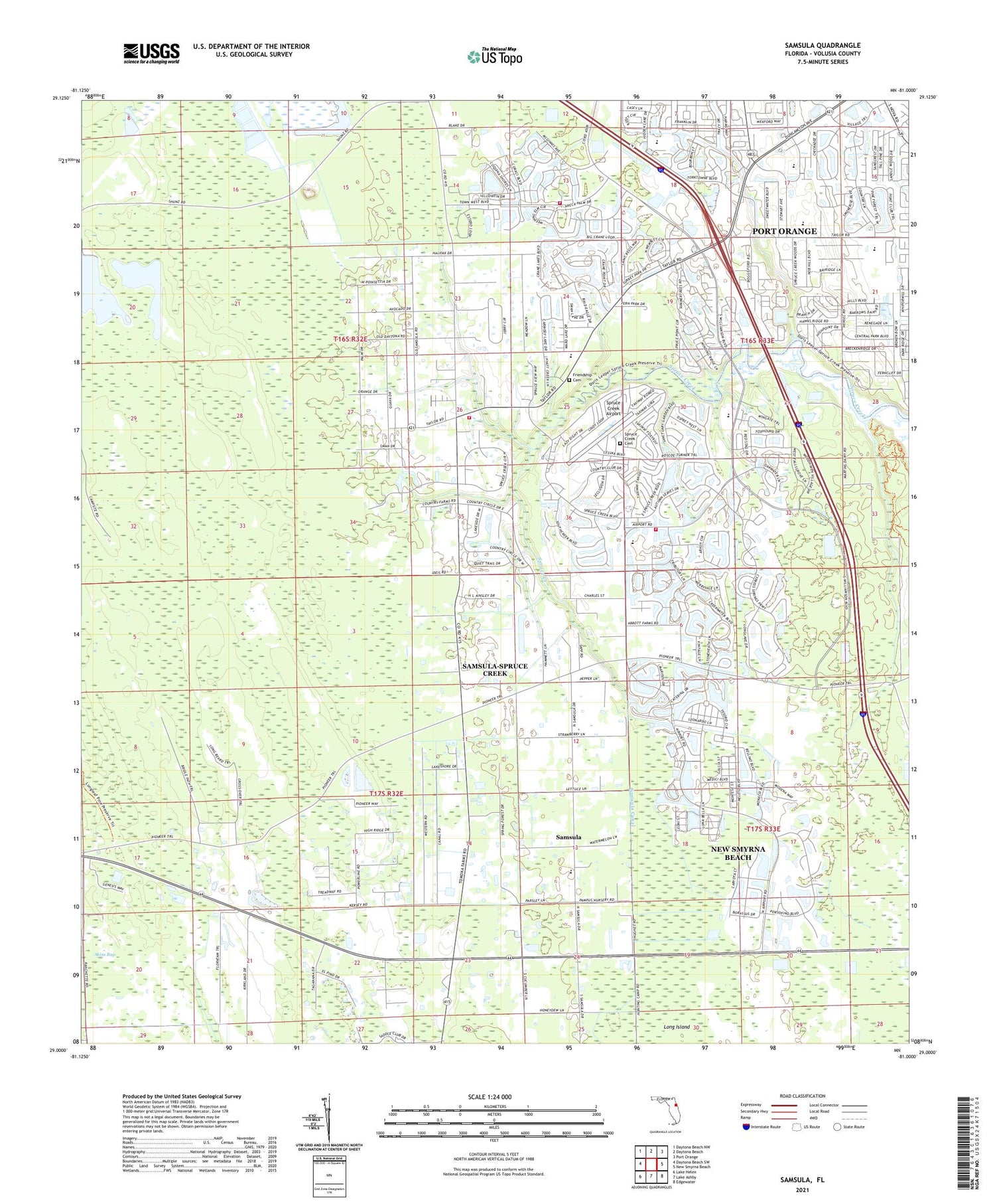 Samsula Florida US Topo Map Image